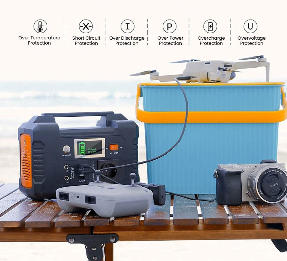 FlashFish E200 200W Portable Power Station 151Wh Lithium Battery 1x Pure Sine Wave AC220V Output for RV Camping Van