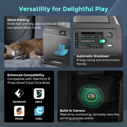 Flashforge Adventurer 5M Pro 3D Printer, Auto Leveling, 600mm/s Max Printing Speed, Remote Camera Monitoring, Filament Runout Reminder, Dual Air Filtration System, Automatic Shutdown, 50dB Silent Printing, WiFi Connection, 220x220x220mm