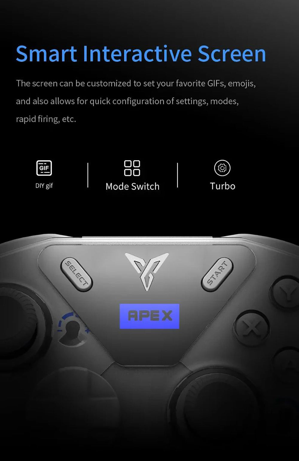 Mando para juegos Flydigi APEX 4, gatillo con retroalimentación de fuerza, joystick de aleación con fuerza ajustable, frecuencia de sondeo de 1000 Hz, pantalla LCD, compatible con PC, NS, TV, Android y portátil.
