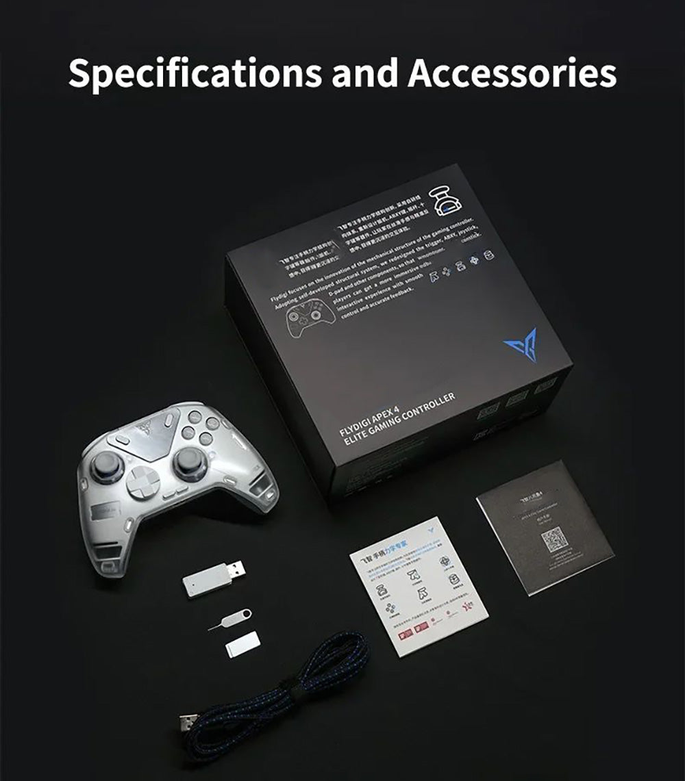 Mando para juegos Flydigi APEX 4, gatillo con retroalimentación de fuerza, joystick de aleación con fuerza ajustable, frecuencia de sondeo de 1000 Hz, pantalla LCD, compatible con PC, NS, TV, Android y portátil.