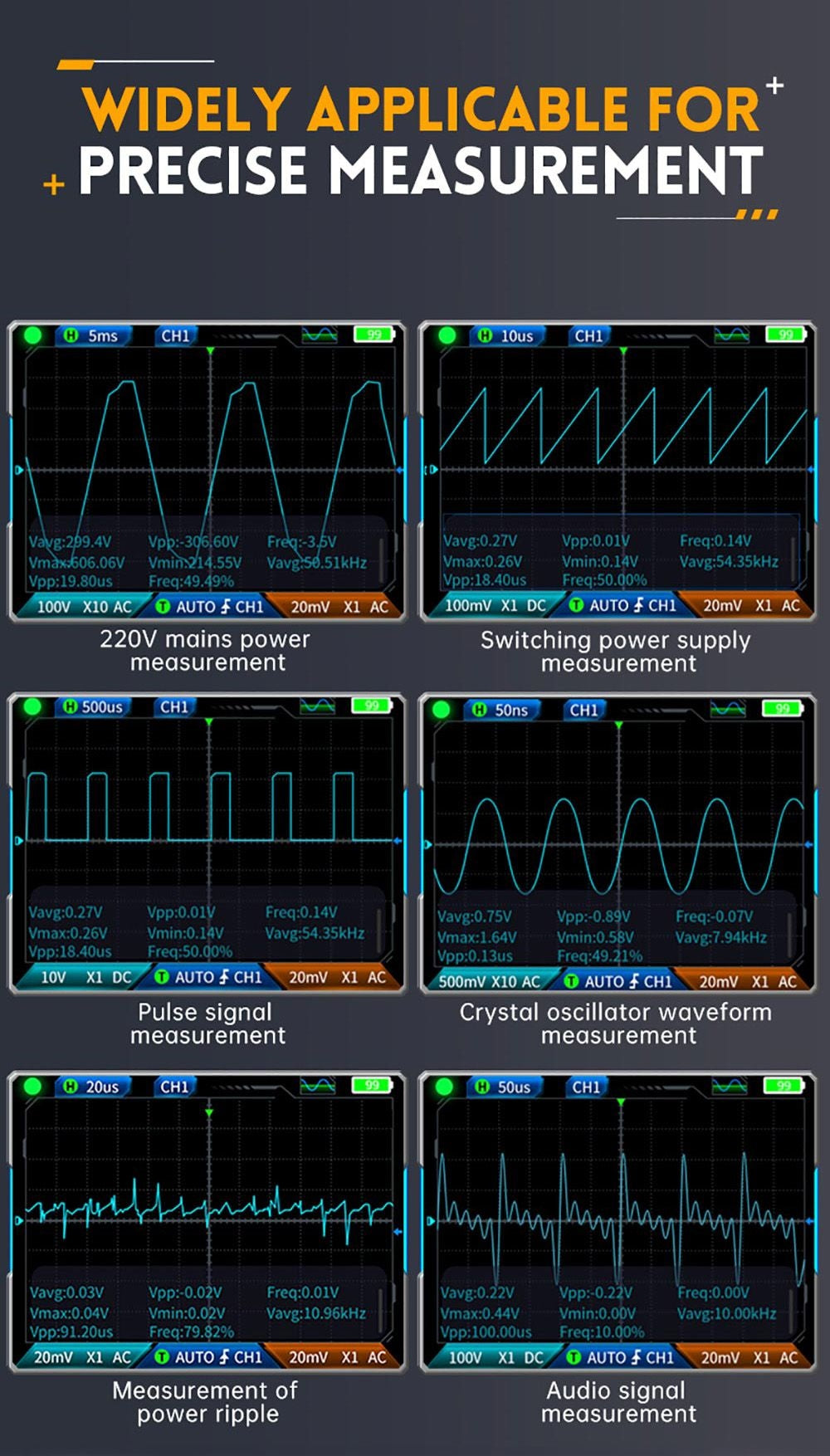 Osciloscopio digital multímetro generador de señales FNIRSI 2C23T 3 en 1, 2 canales, ancho de banda de 10 MHz, frecuencia de muestreo de 50 MSa/s, 9999 cuentas.