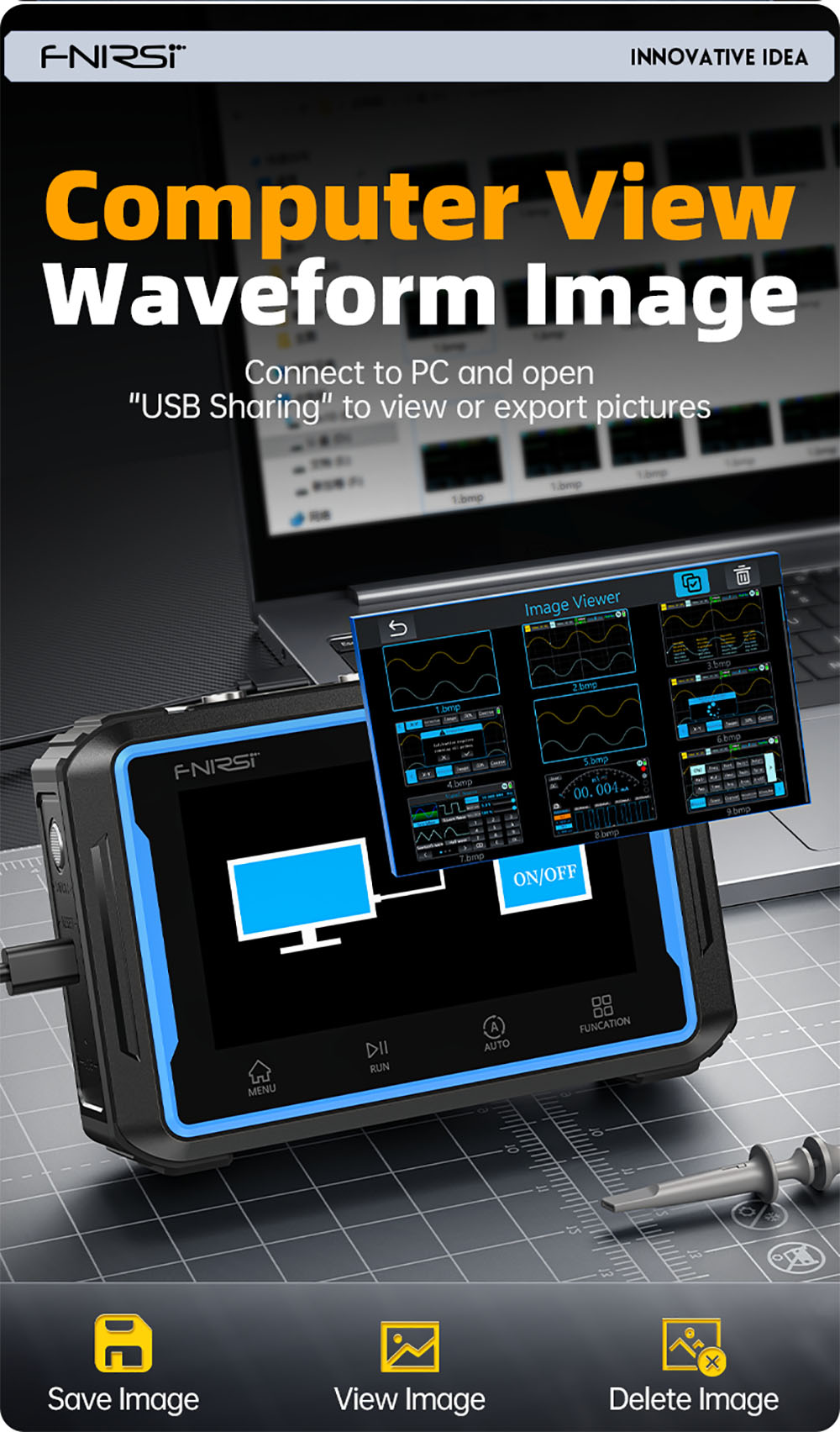 Osciloscopio digital portátil FNIRSI 2C53P, multímetro, generador de señales, pantalla táctil IPS de 4,3 pulgadas, 3 en 1, 2 canales, 50 MHz, 250 Ms/s, 19999 cuentas - Azul