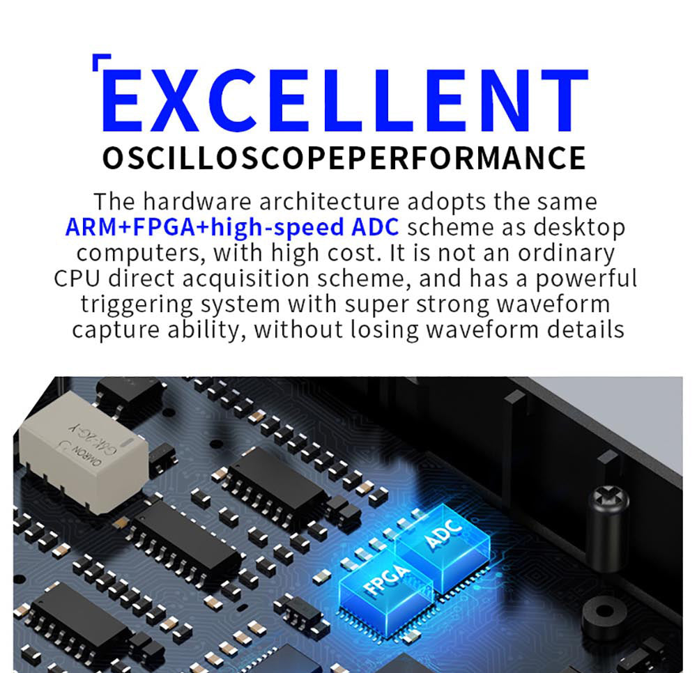 Osciloscopio Multímetro FNIRSI 2C53T 3 en 1, Generador de Señales, Doble Canal, Ancho de Banda de 50 MHz, Frecuencia de Muestreo de 250 MS/s, 19999 Cuentas, Prueba de Voltaje, Corriente, Condensador, Resistencia, Diodo - Versión Estándar
