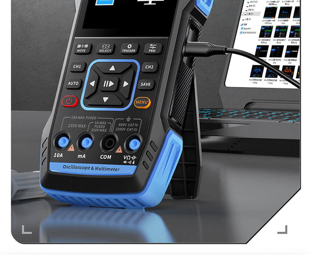 Osciloscopio Multímetro FNIRSI 2C53T 3 en 1, Generador de Señales, Doble Canal, Ancho de Banda de 50 MHz, Frecuencia de Muestreo de 250 MS/s, 19999 Cuentas, Prueba de Voltaje, Corriente, Condensador, Resistencia, Diodo - Versión Estándar