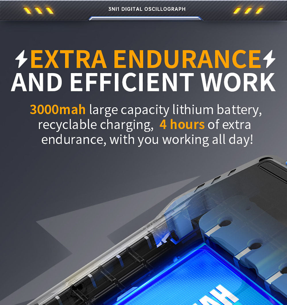 Osciloscopio Multímetro FNIRSI 2C53T 3 en 1, Generador de Señales, Doble Canal, Ancho de Banda de 50 MHz, Frecuencia de Muestreo de 250 MS/s, 19999 Cuentas, Prueba de Voltaje, Corriente, Condensador, Resistencia, Diodo - Versión Estándar
