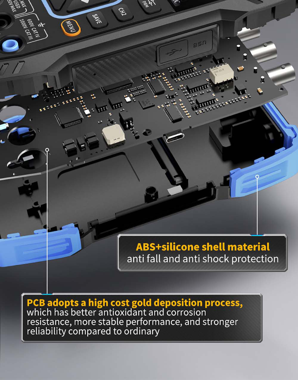 Osciloscopio Multímetro FNIRSI 2C53T 3 en 1, Generador de Señales, Doble Canal, Ancho de Banda de 50 MHz, Frecuencia de Muestreo de 250 MS/s, 19999 Cuentas, Prueba de Voltaje, Corriente, Condensador, Resistencia, Diodo - Versión Estándar