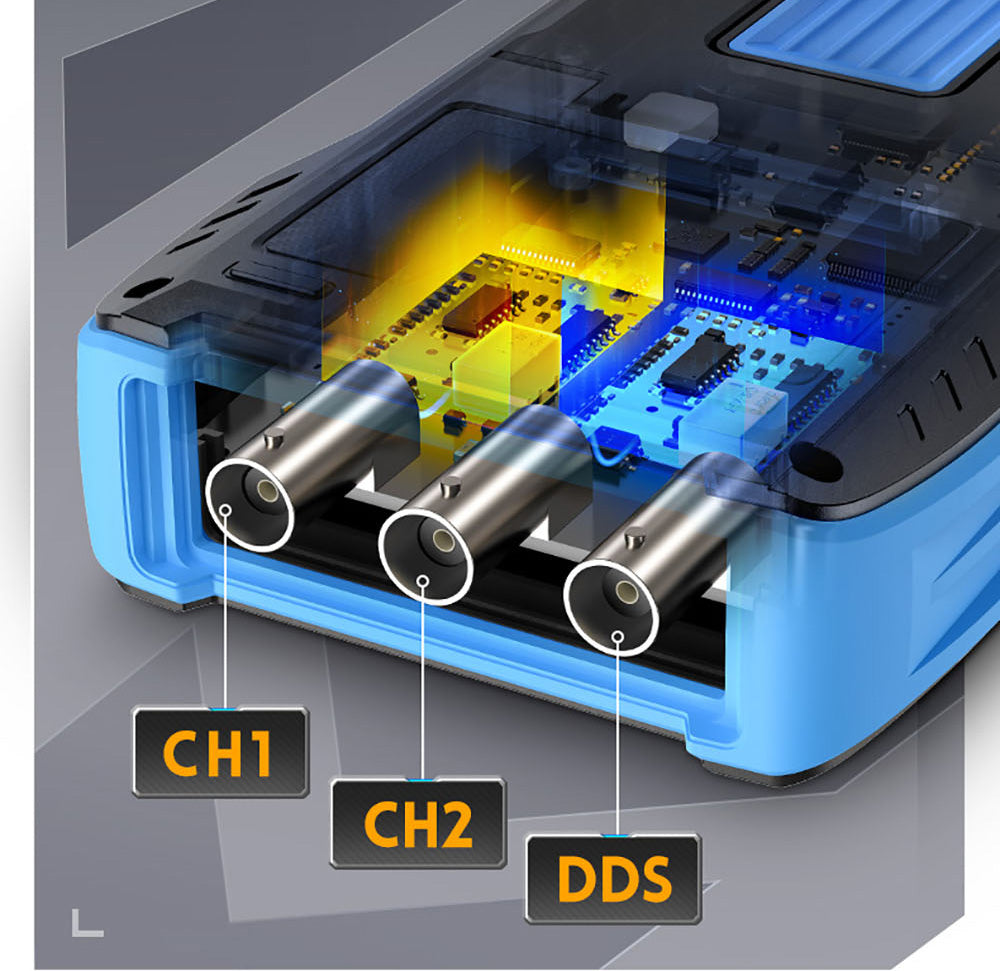 Osciloscopio Multímetro FNIRSI 2C53T 3 en 1, Generador de Señales, Doble Canal, Ancho de Banda de 50 MHz, Frecuencia de Muestreo de 250 MS/s, 19999 Cuentas, Prueba de Voltaje, Corriente, Condensador, Resistencia, Diodo - Versión Estándar