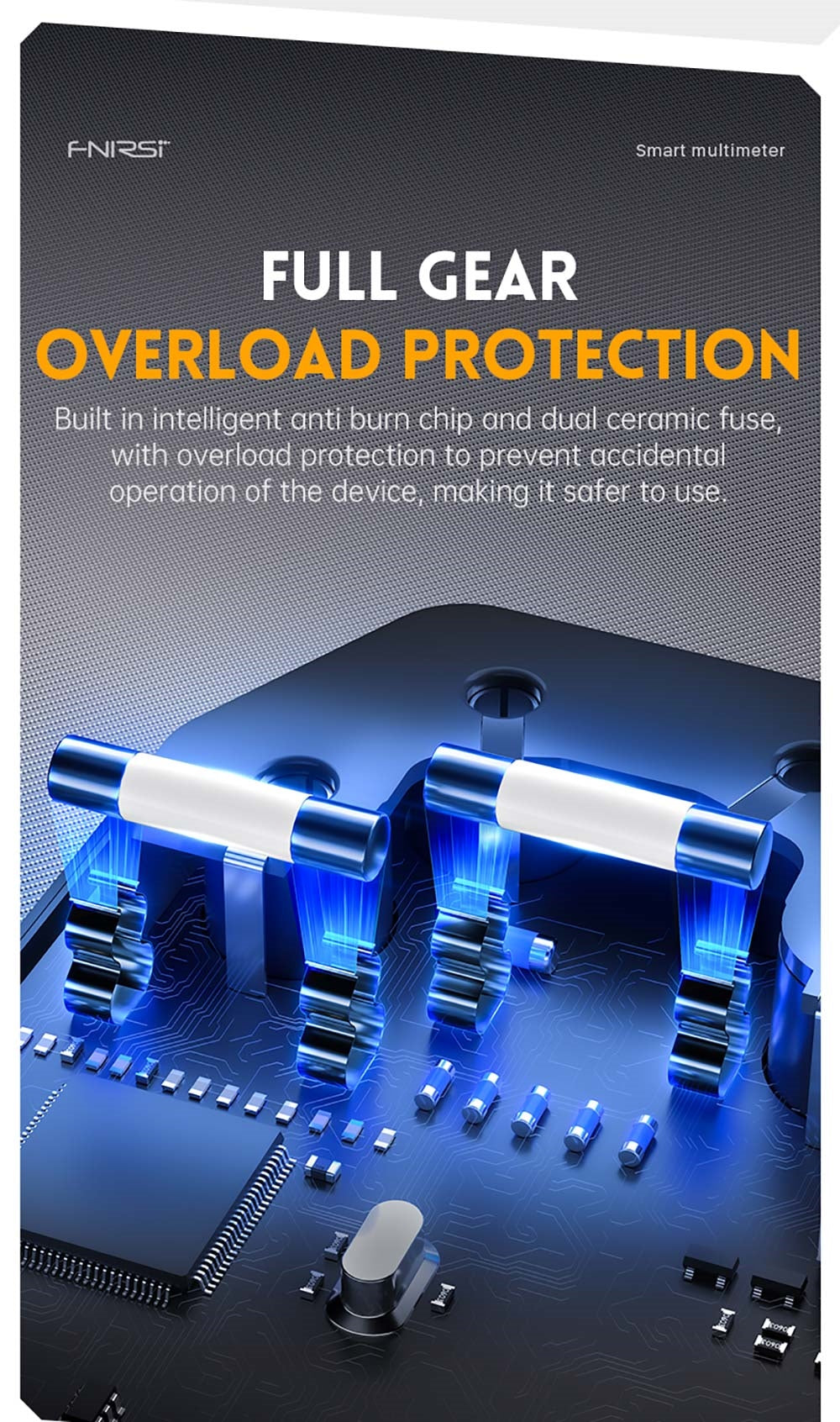 Multímetro digital de mano FNIRSI DMT-99, 10000 cuentas, 1000 V 10 A RMS verdadero, rango automático, probador de voltaje CA/CC, medidas NCV, batería recargable de 1500 mAh.