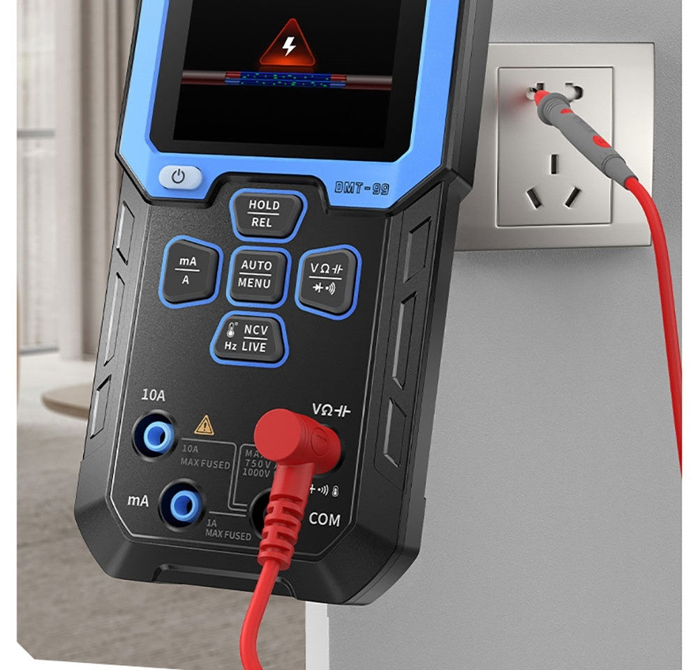 Multímetro digital de mano FNIRSI DMT-99, 10000 cuentas, 1000 V 10 A RMS verdadero, rango automático, probador de voltaje CA/CC, medidas NCV, batería recargable de 1500 mAh.