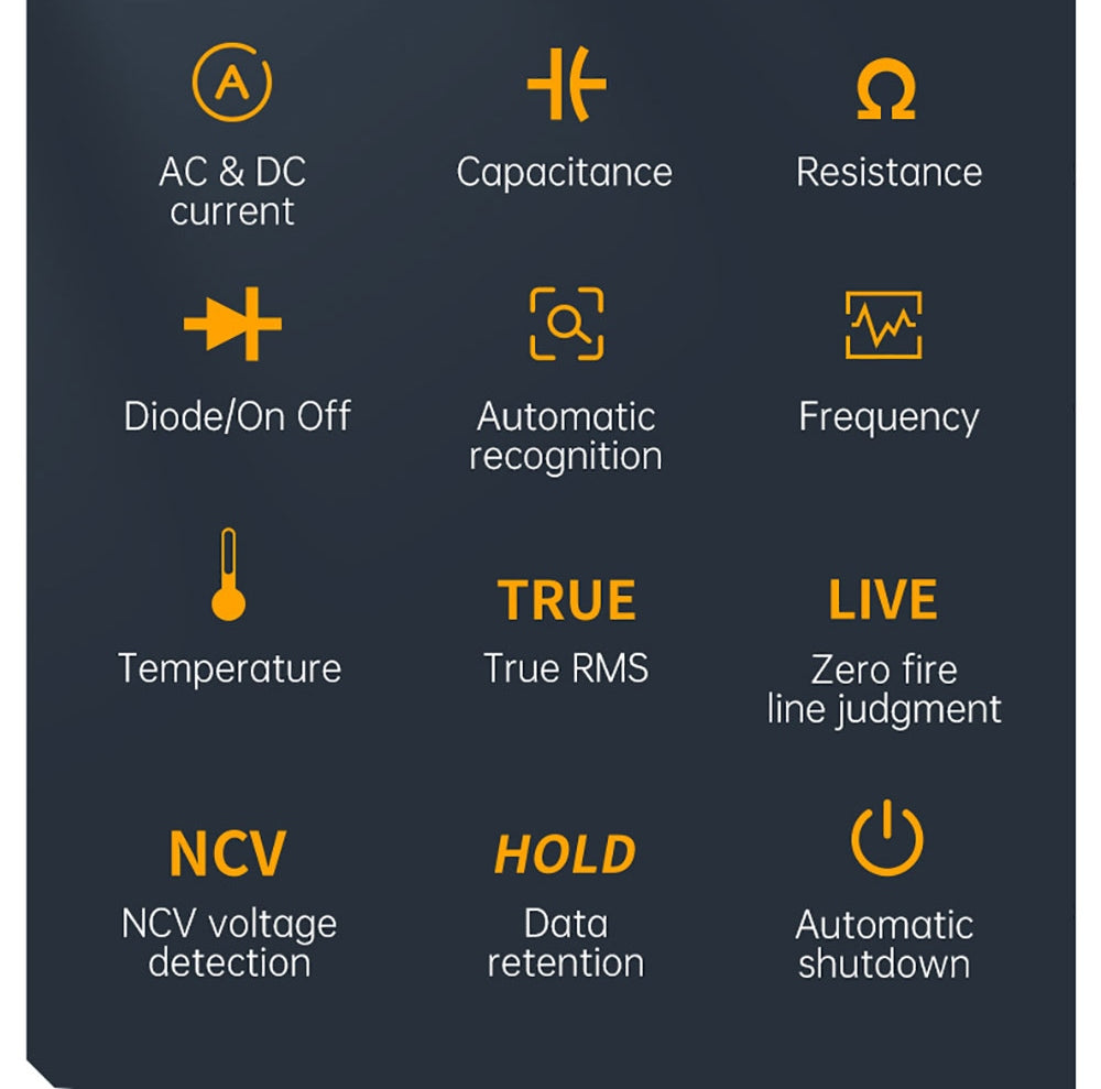 Multímetro digital de mano FNIRSI DMT-99, 10000 cuentas, 1000 V 10 A RMS verdadero, rango automático, probador de voltaje CA/CC, medidas NCV, batería recargable de 1500 mAh.