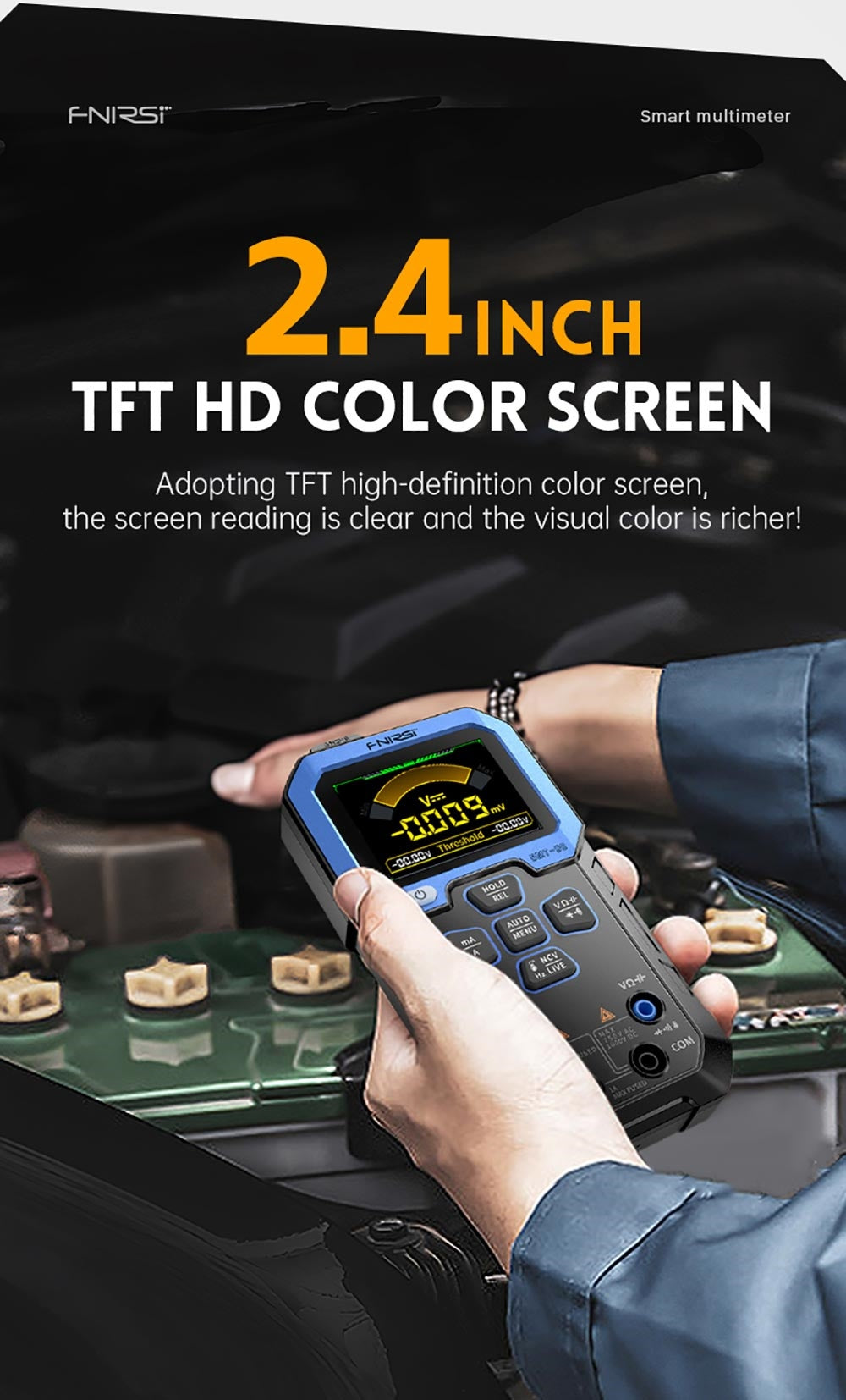 Multímetro digital de mano FNIRSI DMT-99, 10000 cuentas, 1000 V 10 A RMS verdadero, rango automático, probador de voltaje CA/CC, medidas NCV, batería recargable de 1500 mAh.