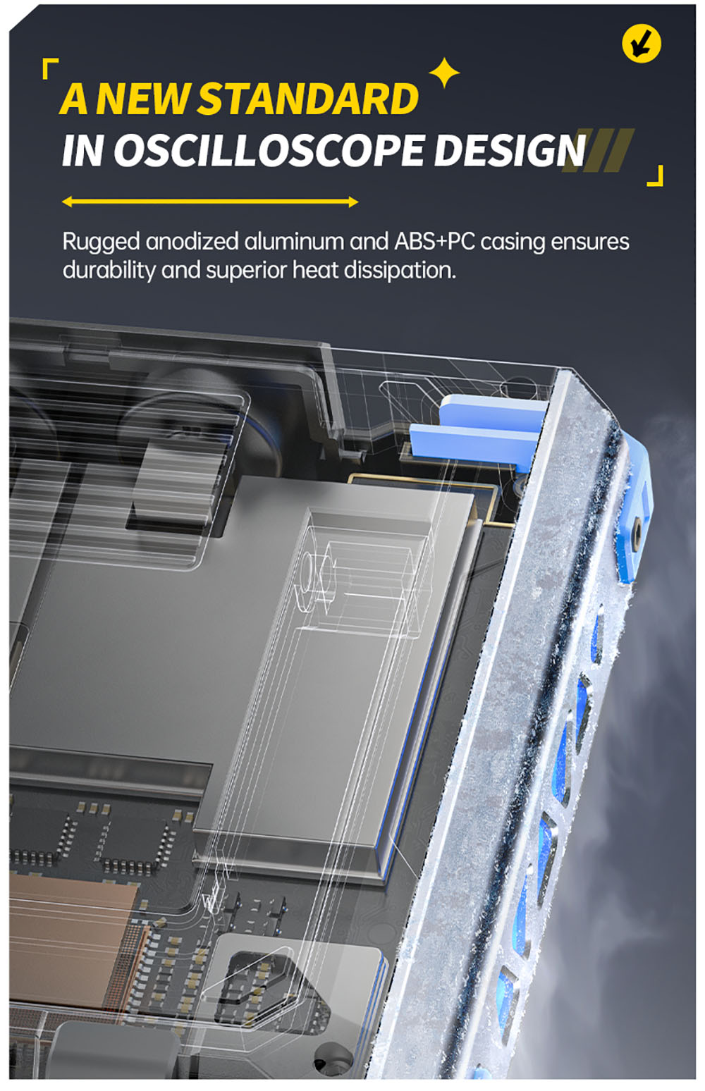 Osciloscopio de tableta FNIRSI DPOS350P 4 en 1, muestreo de 1 GSPS, generador de señales de 50 MHz, analizador de espectro, pantalla táctil de 7 pulgadas, carga rápida QC18W - Enchufe estadounidense