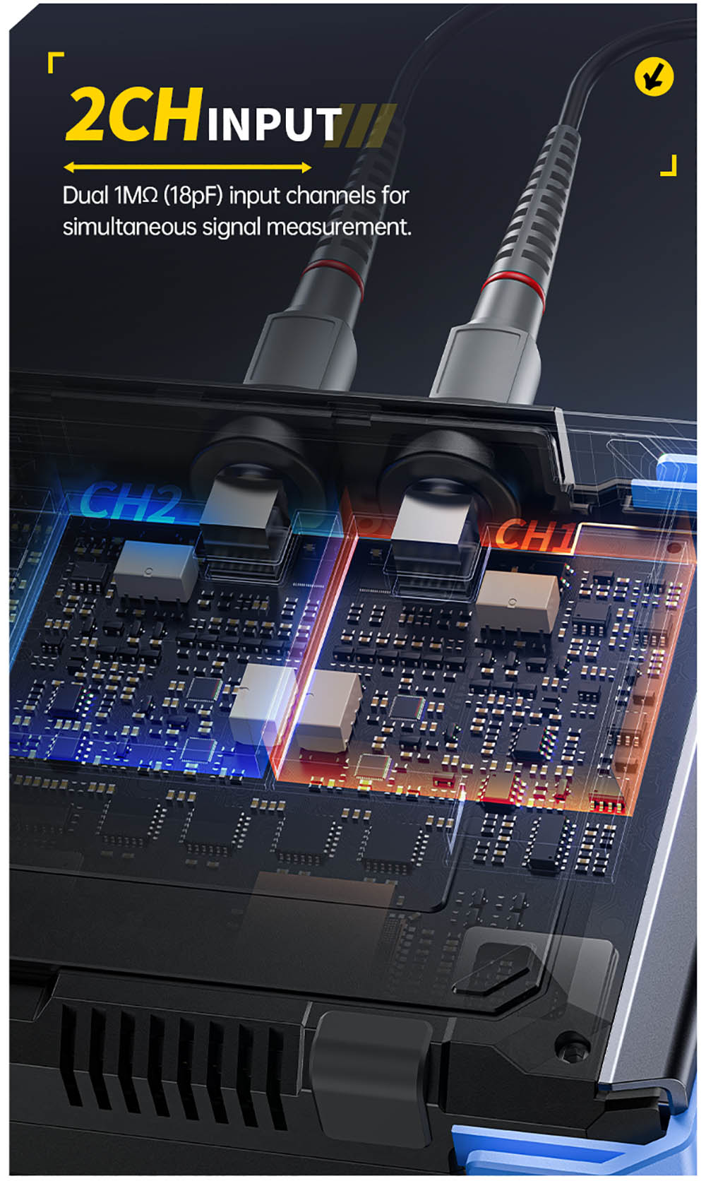 Osciloscopio de tableta FNIRSI DPOS350P 4 en 1, muestreo de 1 GSPS, generador de señales de 50 MHz, analizador de espectro, pantalla táctil de 7 pulgadas, carga rápida QC18W - Enchufe estadounidense