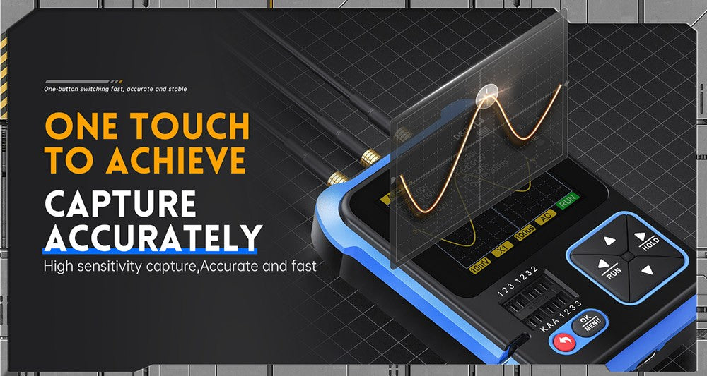 Osciloscopio digital FNIRSI DSO-TC3 3 en 1 con sonda de alto voltaje P6100, generador de señales DDS, probador de transistores, 1 canal, ancho de banda de 500 kHz, frecuencia de muestreo de 10 MSa/s, 6 tipos de formas de onda.