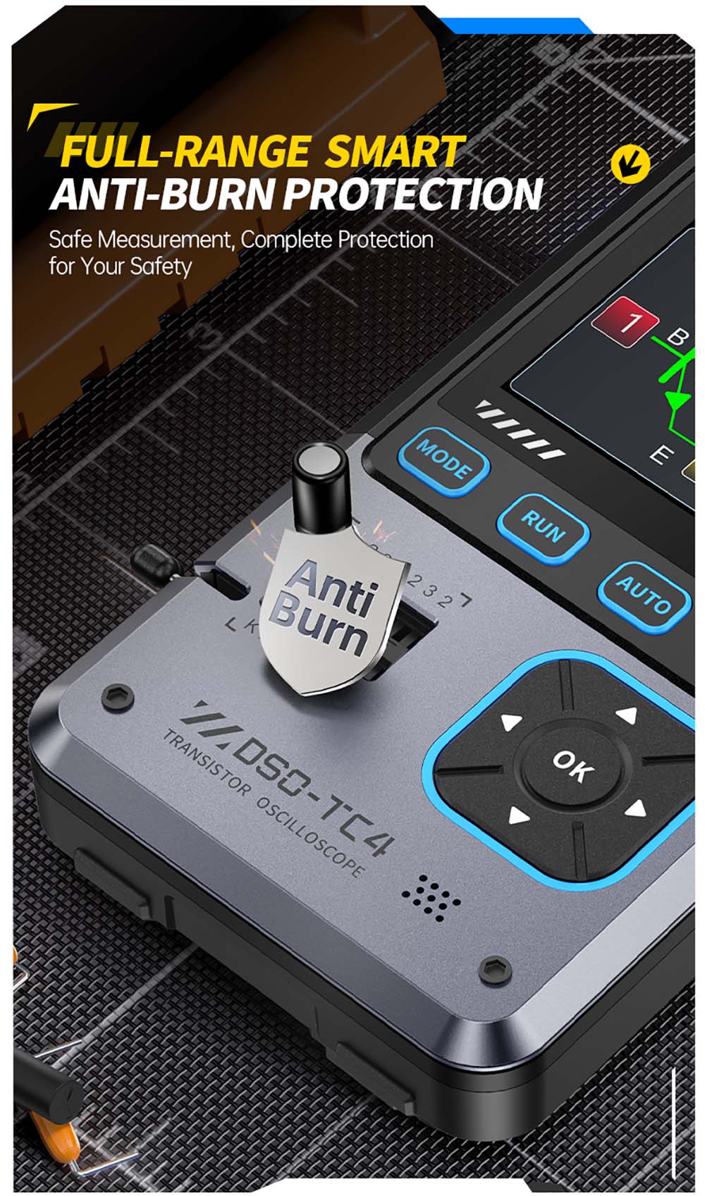 Osciloscopio digital FNIRSI DSO-TC4, ancho de banda de 10 MHz, muestreo de 48 MSa/s, generador de señales, probador de transistores, 2.8"