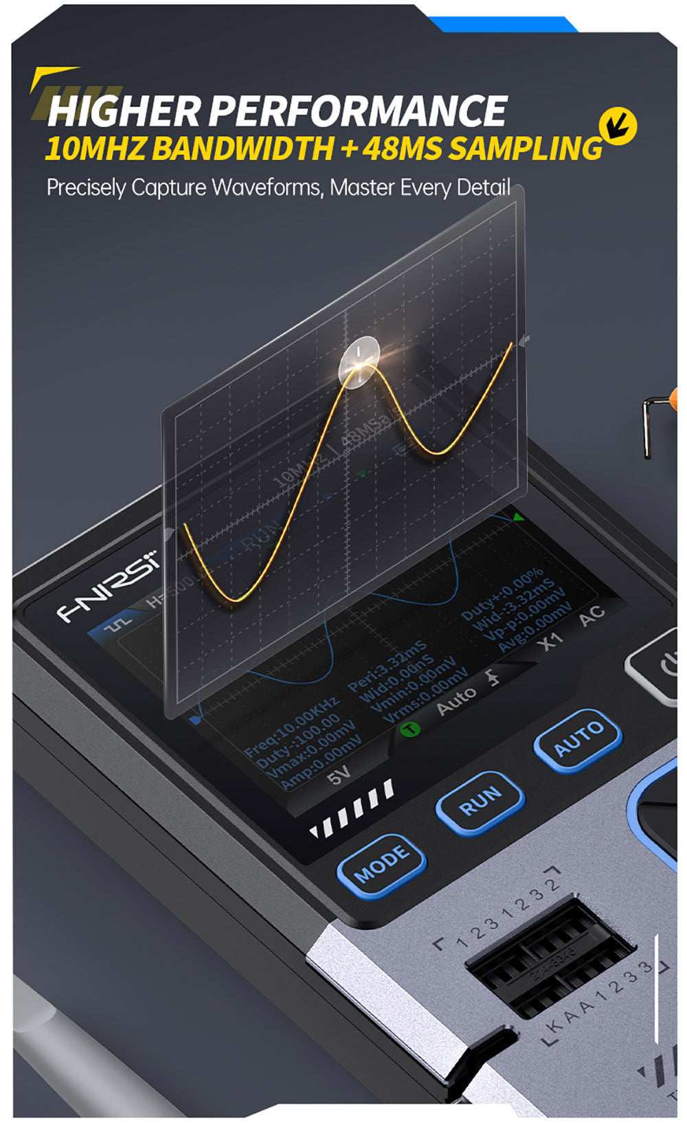 Osciloscopio digital FNIRSI DSO-TC4, ancho de banda de 10 MHz, muestreo de 48 MSa/s, generador de señales, probador de transistores, 2.8"