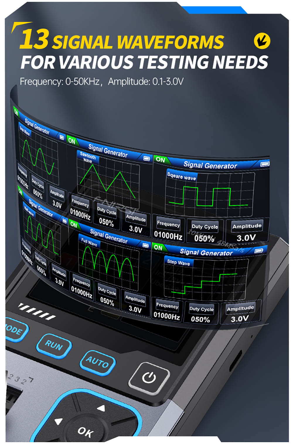 Osciloscopio digital FNIRSI DSO-TC4, ancho de banda de 10 MHz, muestreo de 48 MSa/s, generador de señales, probador de transistores, 2.8"
