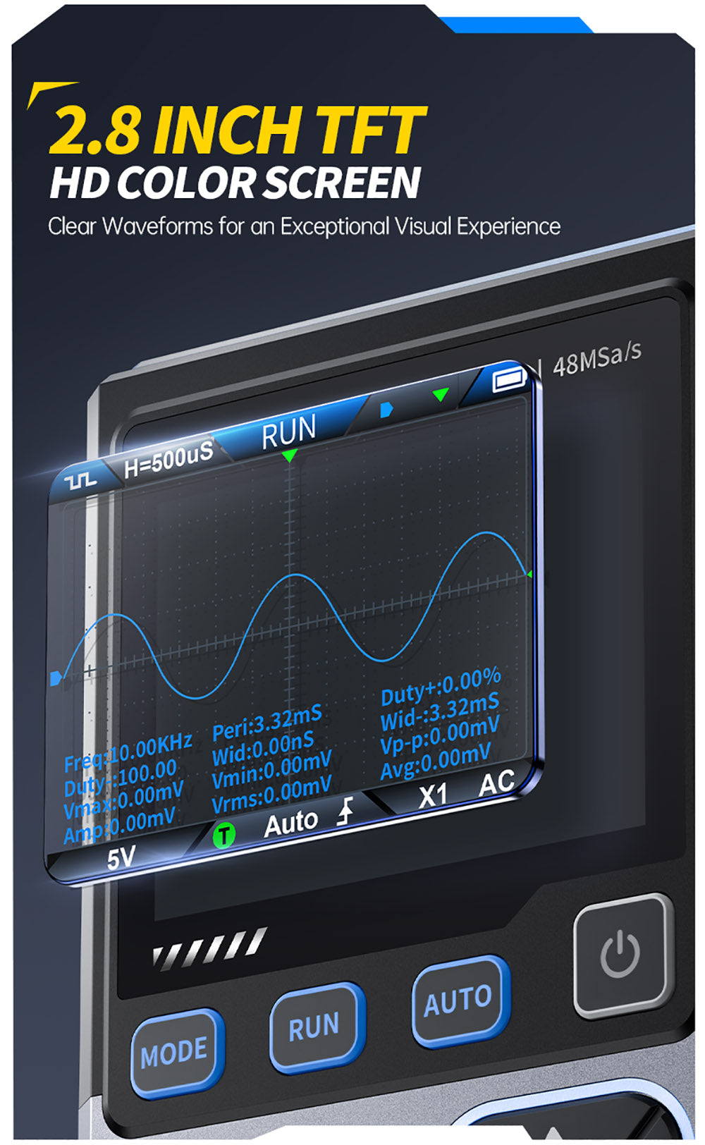 Osciloscopio digital FNIRSI DSO-TC4, ancho de banda de 10 MHz, muestreo de 48 MSa/s, generador de señales, probador de transistores, 2.8"