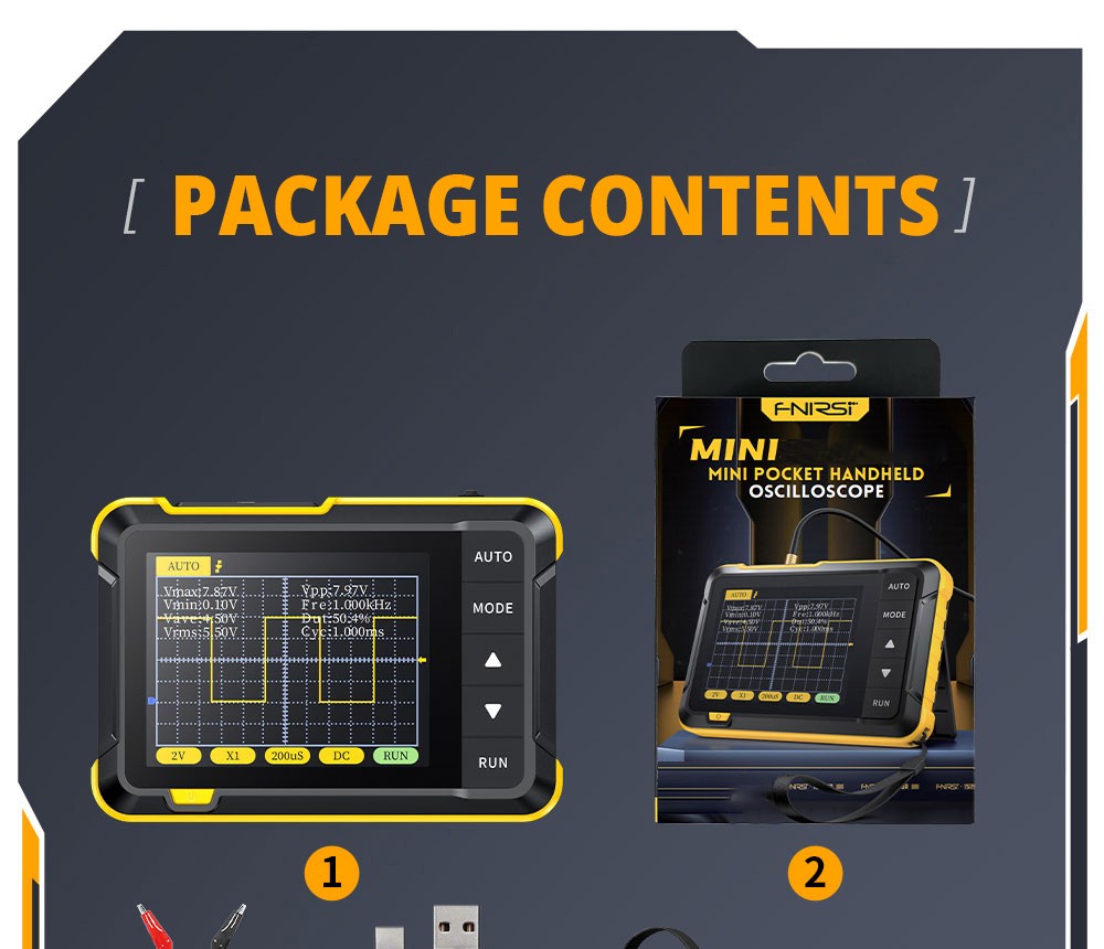 Osciloscopio digital portátil mini FNIRSI DSO152 con sonda de alto voltaje P6100, frecuencia de muestreo de 2,5 MSa/s, ancho de banda de 200 kHz.