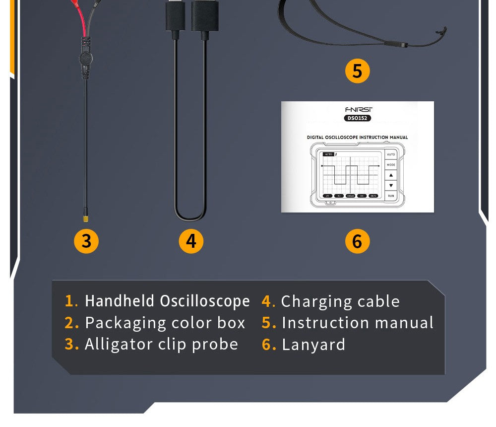 Osciloscopio digital portátil mini FNIRSI DSO152 con sonda de alto voltaje P6100, frecuencia de muestreo de 2,5 MSa/s, ancho de banda de 200 kHz.