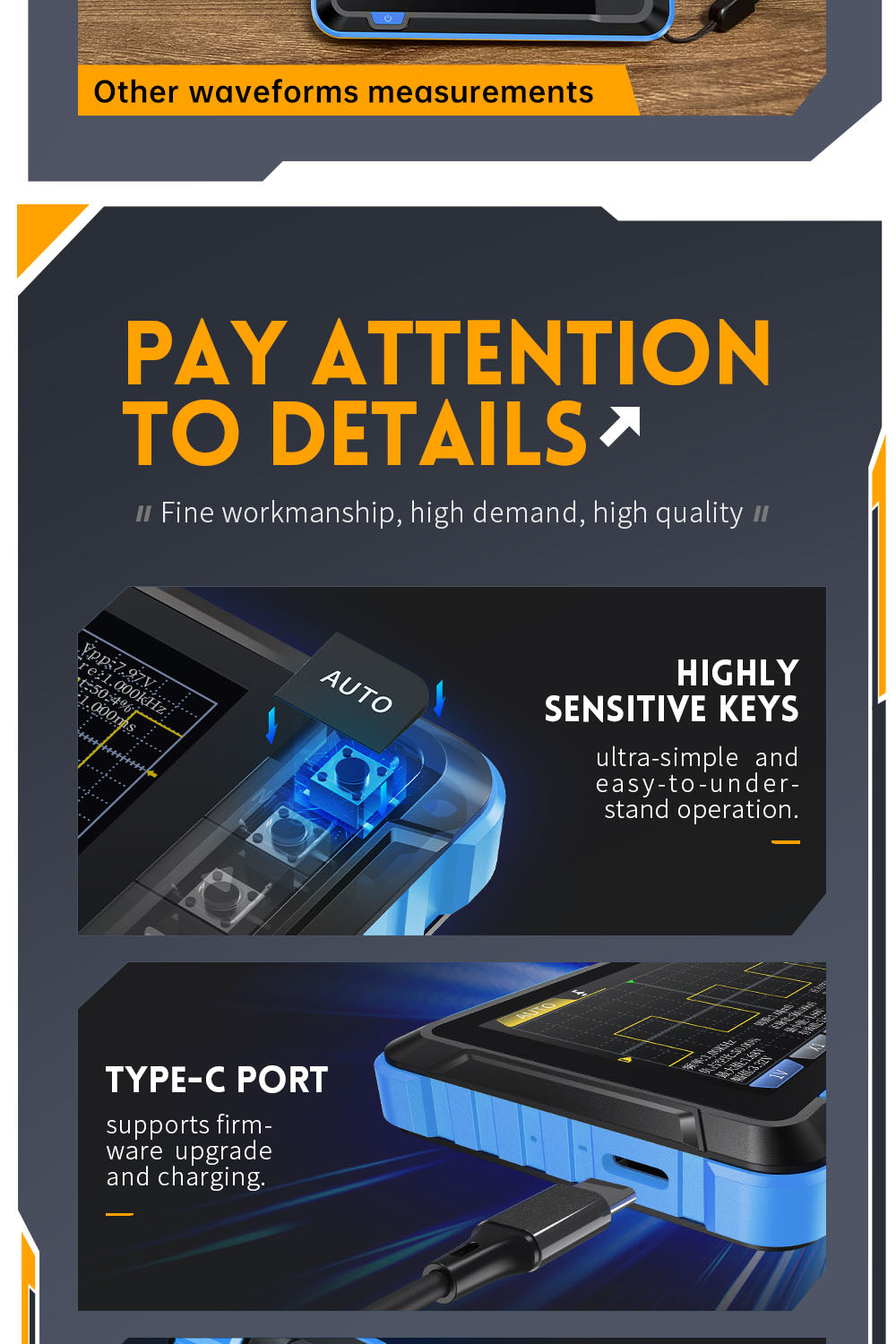 Osciloscopio digital FNIRSI DSO153, pantalla de 2,8 pulgadas, ajuste automático, batería de litio de 1000 mAh, onda cuadrada de calibración de 1 kHz, ancho de banda de 1 MHz, frecuencia de muestreo de 5 MS/s, versión premium.