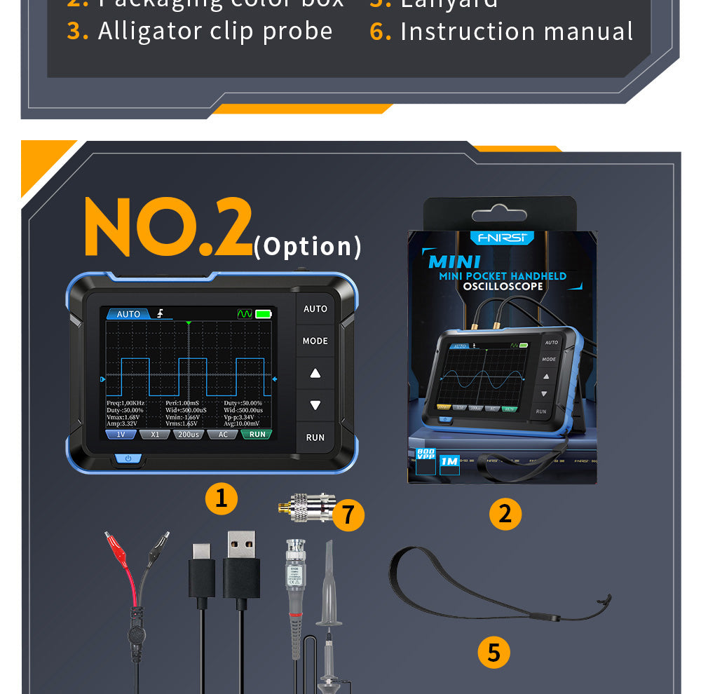 Osciloscopio digital FNIRSI DSO153, pantalla de 2,8 pulgadas, ajuste automático, batería de litio de 1000 mAh, onda cuadrada de calibración de 1 kHz, ancho de banda de 1 MHz, frecuencia de muestreo de 5 MS/s, versión premium.