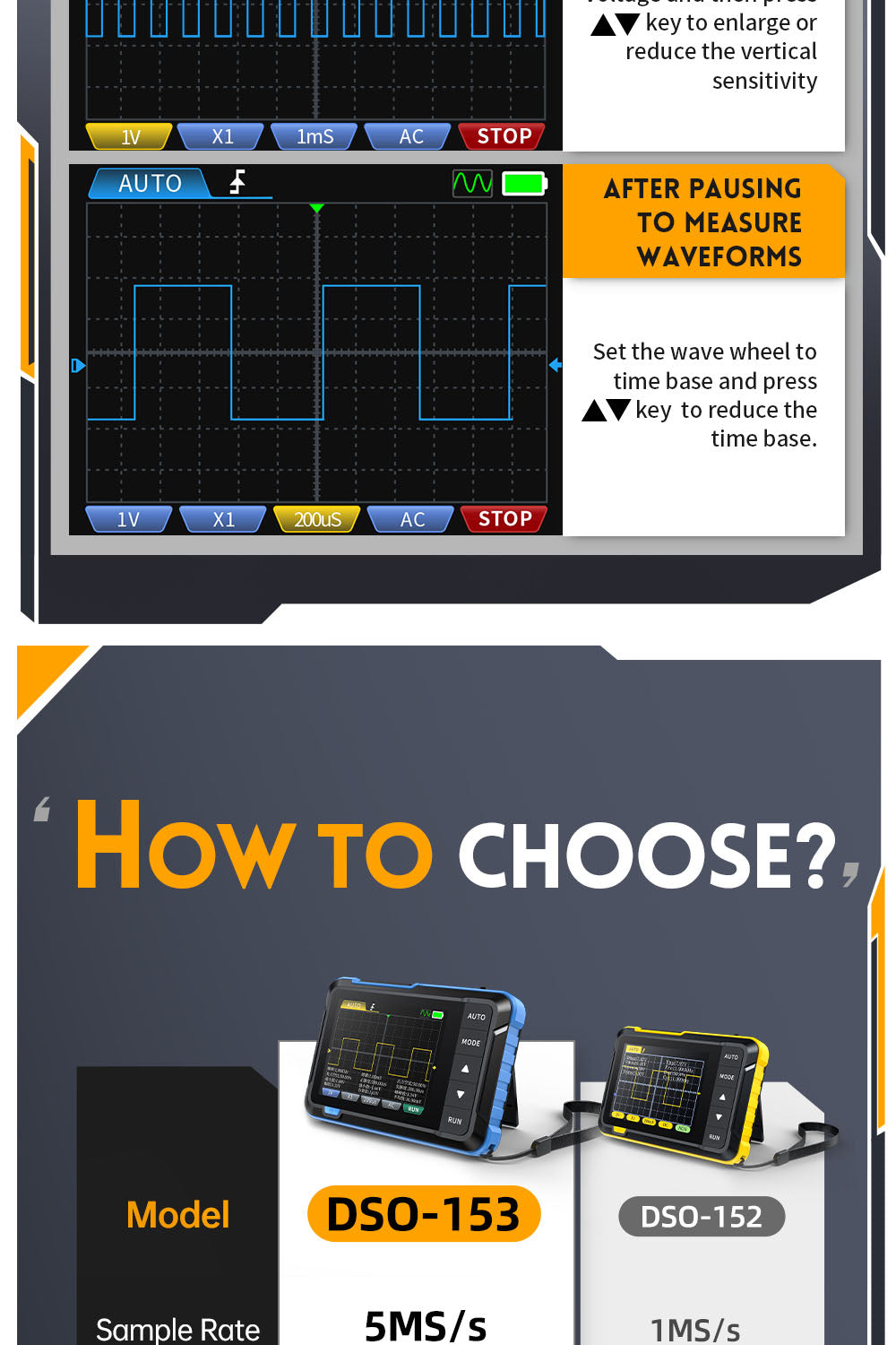 Osciloscopio digital FNIRSI DSO153, pantalla de 2,8 pulgadas, ajuste automático, batería de litio de 1000 mAh, onda cuadrada de calibración de 1 kHz, ancho de banda de 1 MHz, frecuencia de muestreo de 5 MS/s, versión premium.