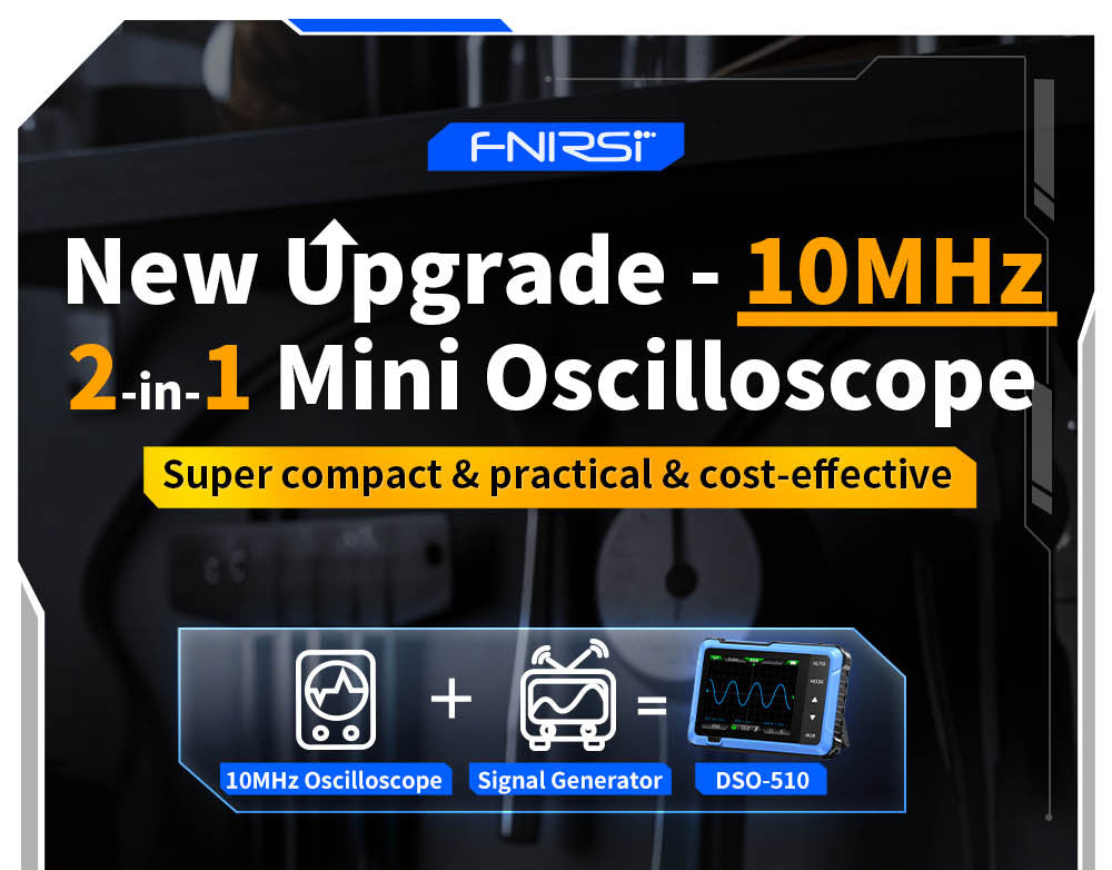 Osciloscopio digital FNIRSI DSO510 2 en 1, generador de señales DDS, pantalla de 2,8 pulgadas, ancho de banda de 10 MHz, frecuencia de muestreo de 48 MS/s, modo de disparo automático/normal/único.