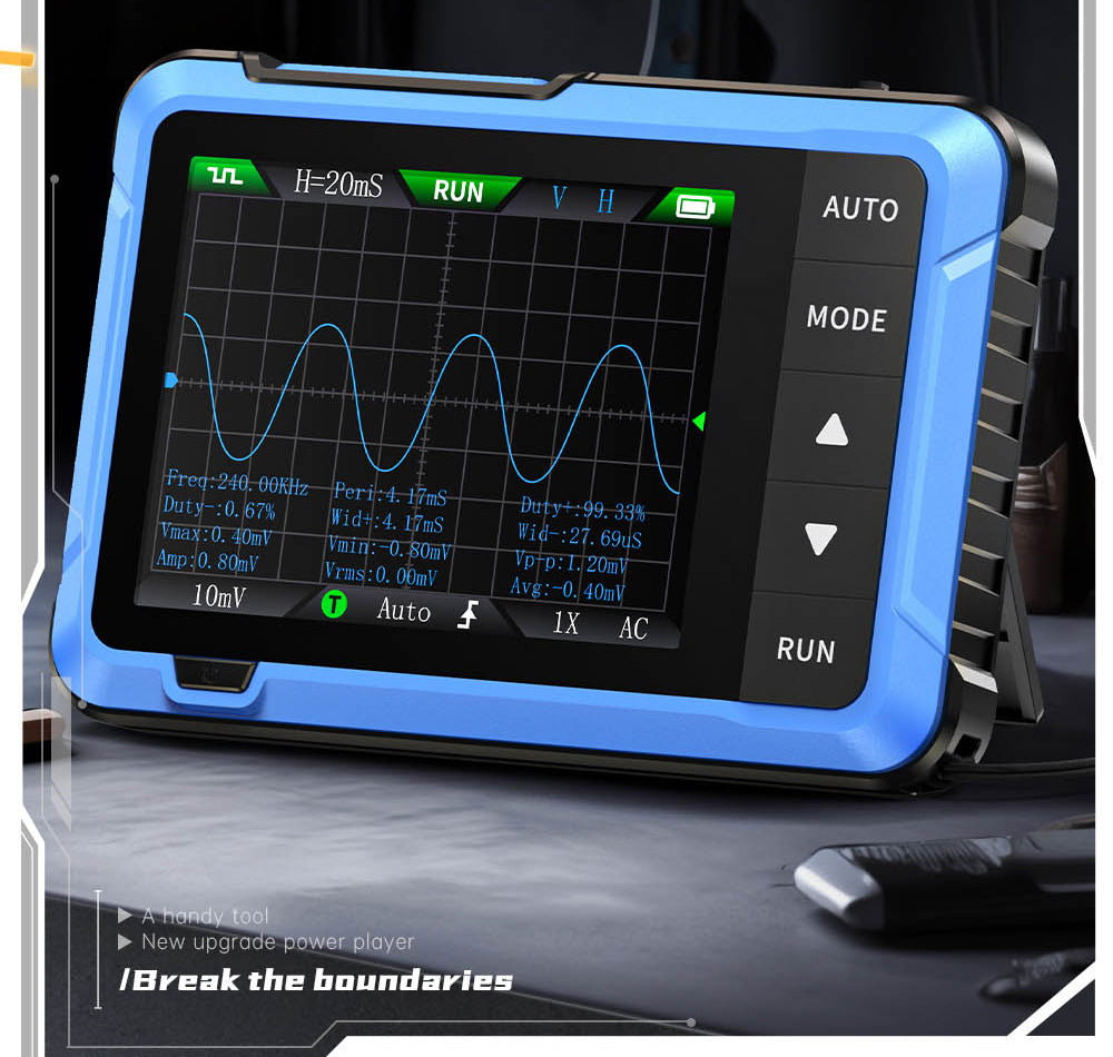 Osciloscopio digital FNIRSI DSO510 2 en 1, generador de señales DDS, pantalla de 2,8 pulgadas, ancho de banda de 10 MHz, frecuencia de muestreo de 48 MS/s, modo de disparo automático/normal/único.