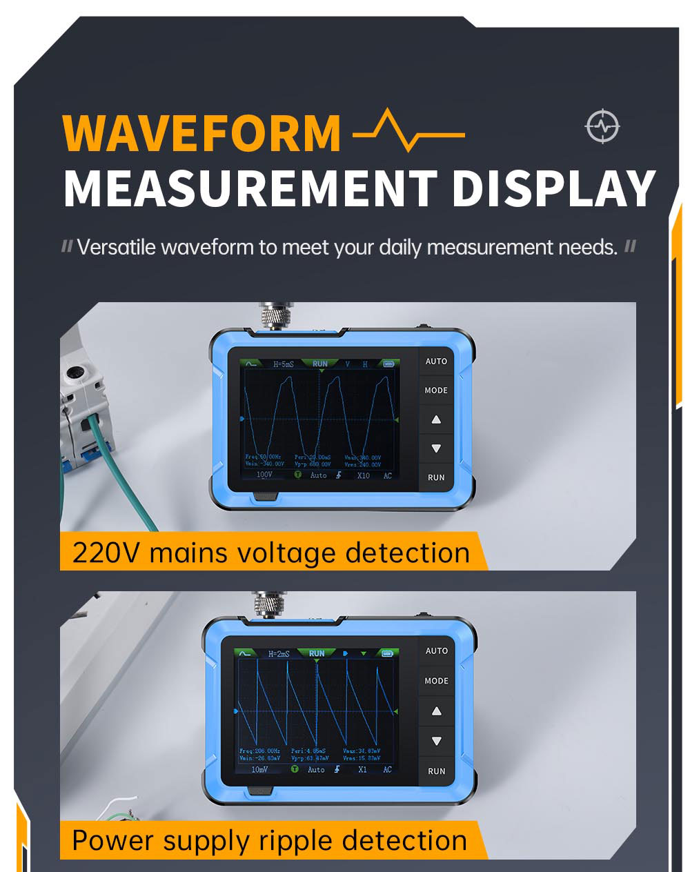 Osciloscopio digital FNIRSI DSO510 2 en 1, generador de señales DDS, pantalla de 2,8 pulgadas, ancho de banda de 10 MHz, frecuencia de muestreo de 48 MS/s, modo de disparo automático/normal/único.