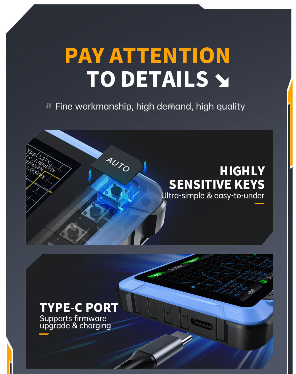 Osciloscopio digital FNIRSI DSO510 2 en 1, generador de señales DDS, pantalla de 2,8 pulgadas, ancho de banda de 10 MHz, frecuencia de muestreo de 48 MS/s, modo de disparo automático/normal/único.