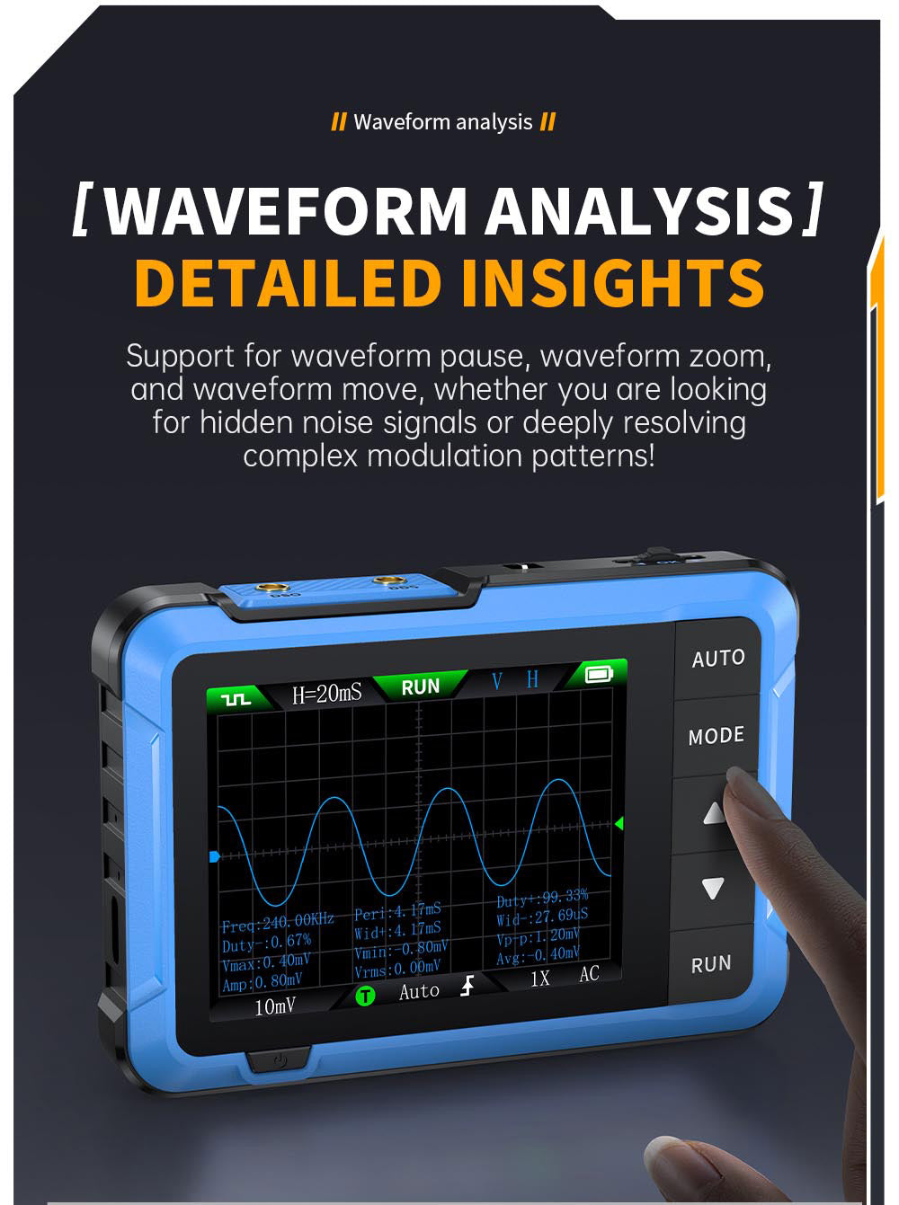 Osciloscopio digital FNIRSI DSO510 2 en 1, generador de señales DDS, pantalla de 2,8 pulgadas, ancho de banda de 10 MHz, frecuencia de muestreo de 48 MS/s, modo de disparo automático/normal/único.