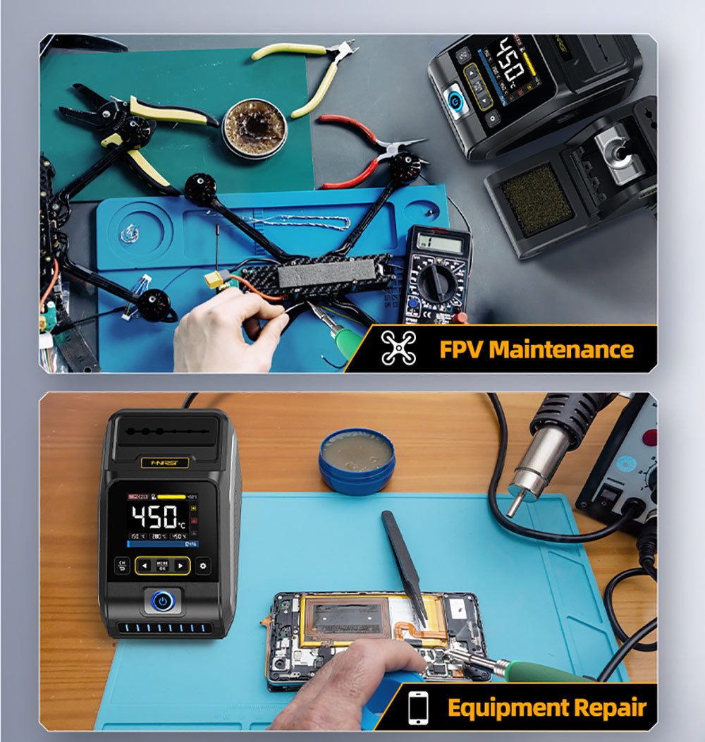 Kit de estación de soldadura FNIRSI DWS-200 F210 Premium de 200 W, con 3 puntas de soldador y 2 manos auxiliares, modo de valor y curva de temperatura, almacenamiento de 3 temperaturas, pantalla a todo color.
