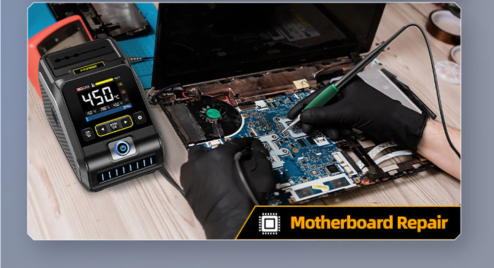 Kit de estación de soldadura FNIRSI DWS-200 F210 Premium de 200 W, con 3 puntas de soldador y 2 manos auxiliares, modo de valor y curva de temperatura, almacenamiento de 3 temperaturas, pantalla a todo color.