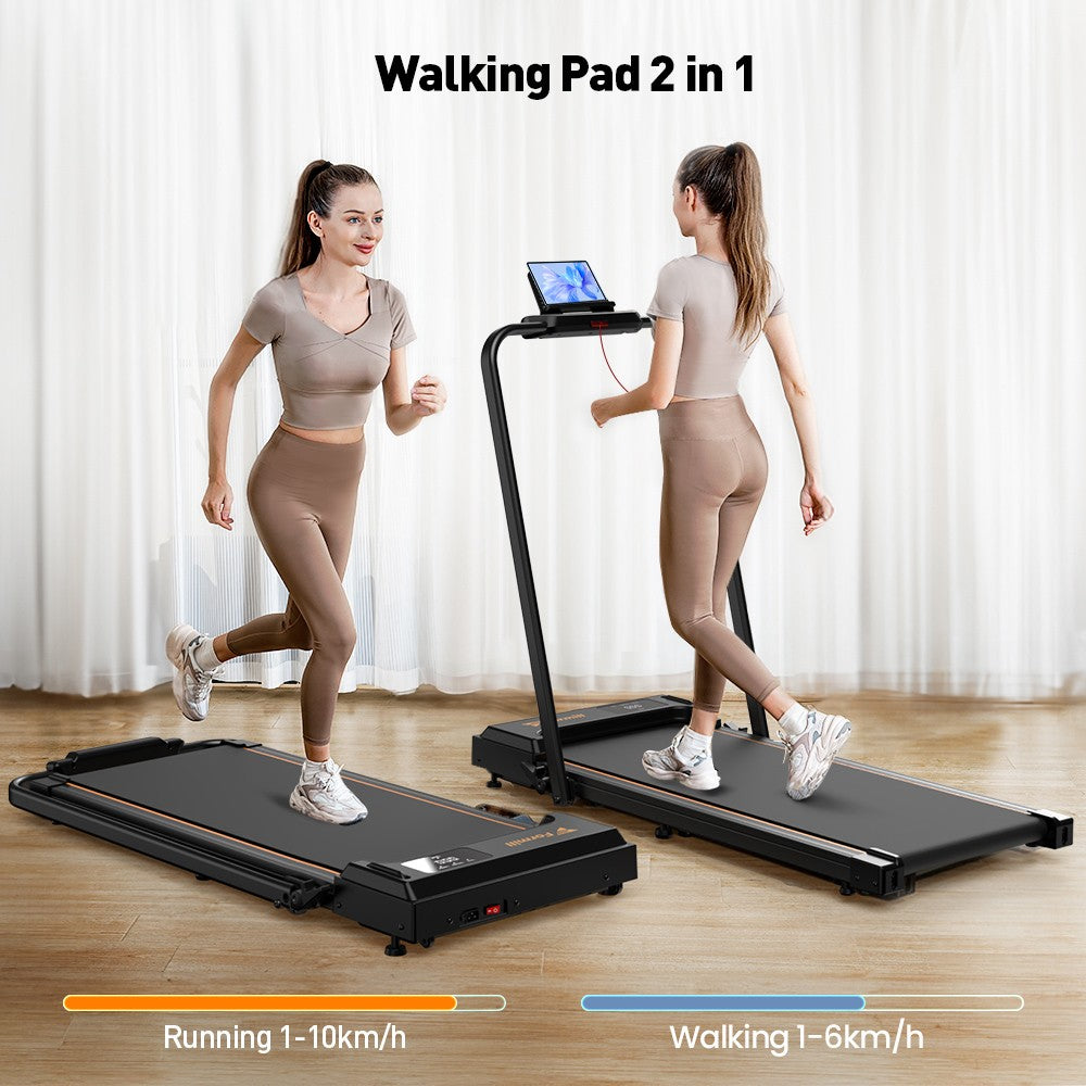 Cinta de andar Formill FT-51 2 en 1, motor de 2,5 HP, pantalla LED, carga máxima de 120 kg (265 lbs), velocidad de carrera de 1-10 km/h.