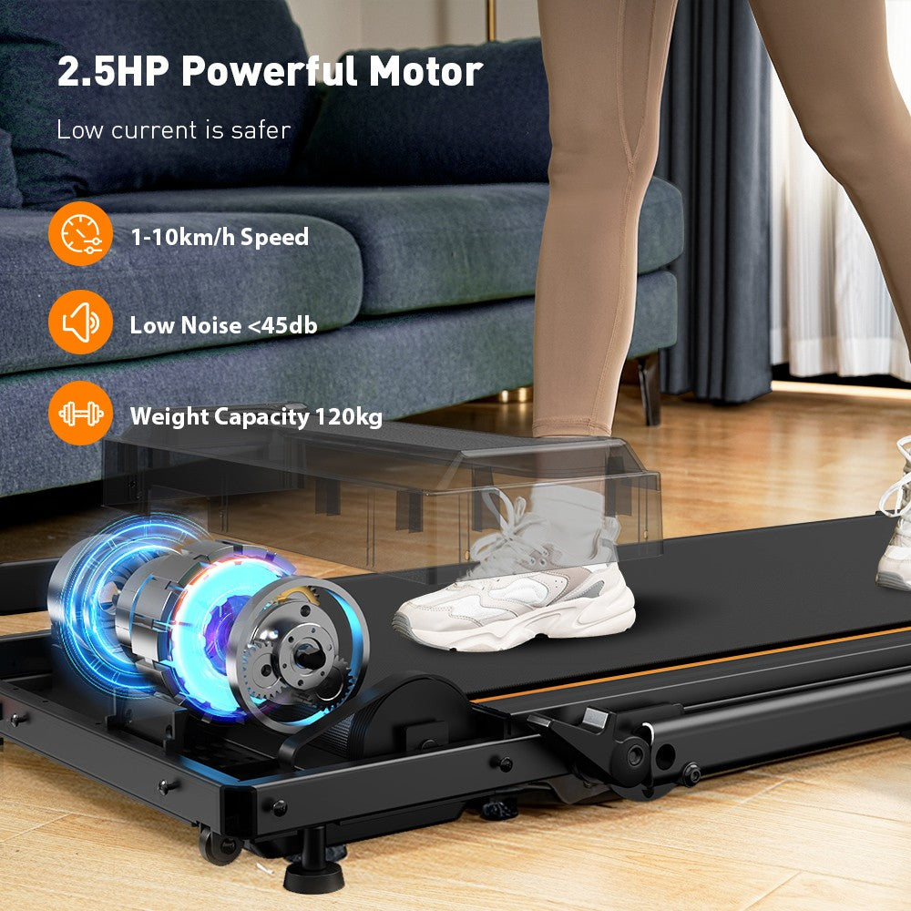 Cinta de andar Formill FT-51 2 en 1, motor de 2,5 HP, pantalla LED, carga máxima de 120 kg (265 lbs), velocidad de carrera de 1-10 km/h.