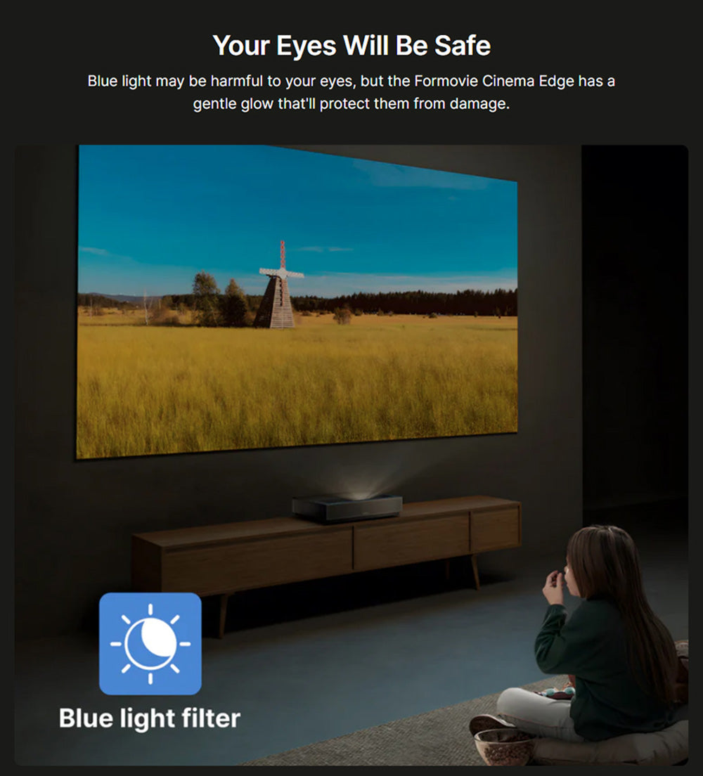 Proyector láser Formovie Cinema Edge 4K, 2100 lúmenes ISO, Google TV, Netflix integrado, Dolby Audio, 2 altavoces de 15 W, HDR10, WiFi 6.