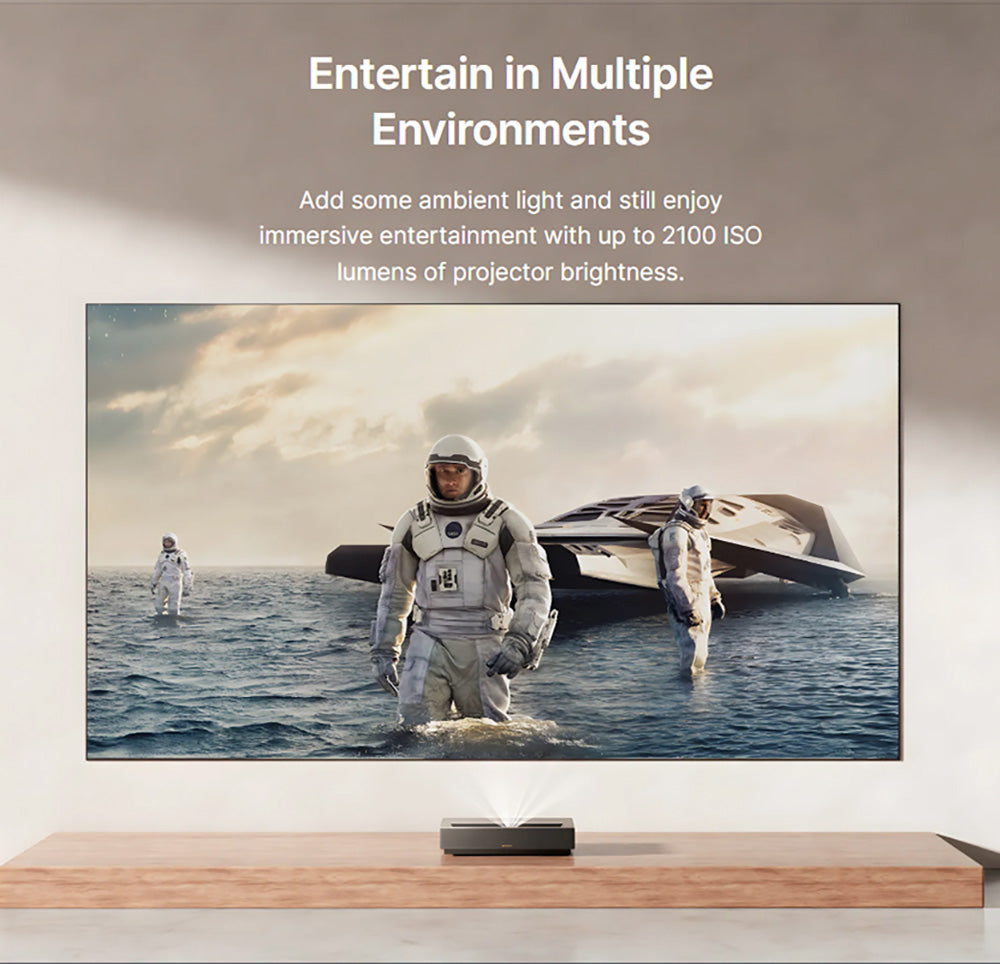 Proyector láser Formovie Cinema Edge 4K, 2100 lúmenes ISO, Google TV, Netflix integrado, Dolby Audio, 2 altavoces de 15 W, HDR10, WiFi 6.