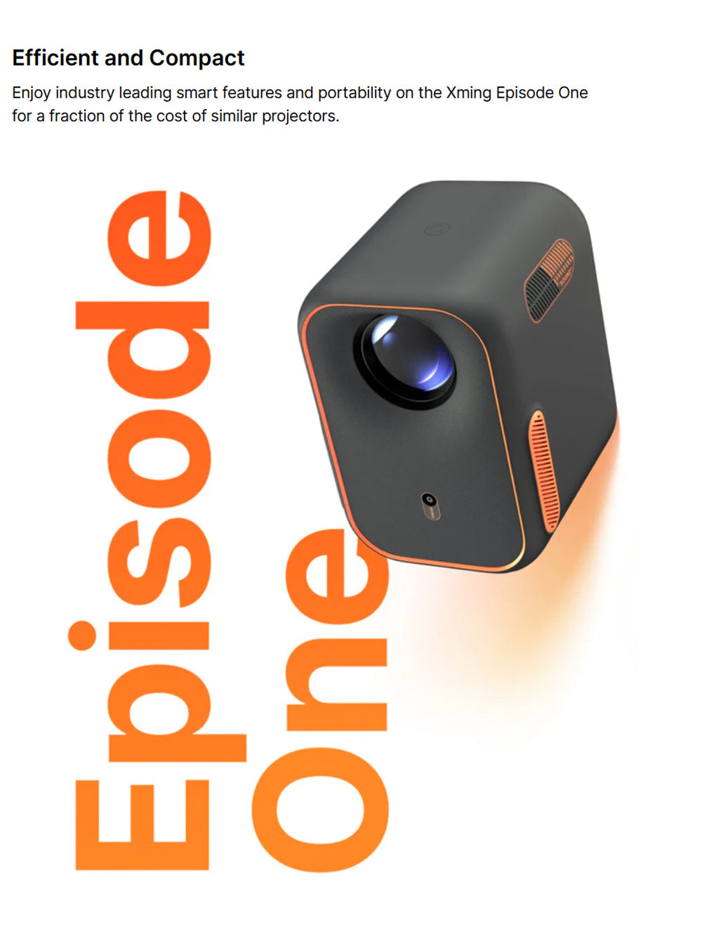 Proyector Formovie Xming Episode One, Google TV, resolución nativa 1080p, 150 lúmenes ISO, relación de contraste 1500:1, Dolby Audio, Netflix integrado.