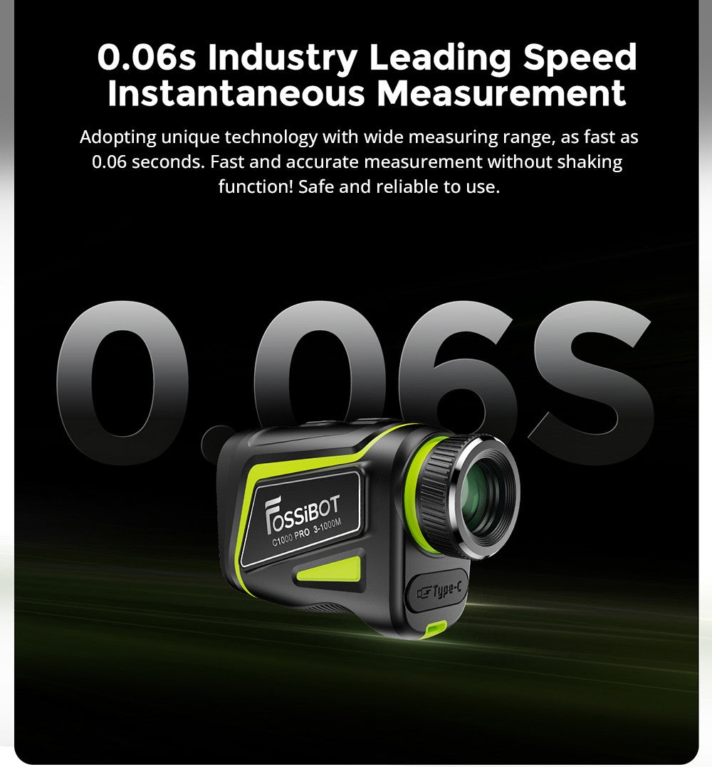 FOSSiBOT C1000 Pro Golf Rangefinder, Green & Red OLED Display, 0.06s Measure Speed, 1000m Measurement Range, IP54 Waterproof