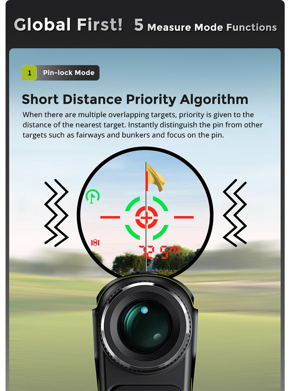 FOSSiBOT C1000 Pro Golf Rangefinder, Green & Red OLED Display, 0.06s Measure Speed, 1000m Measurement Range, IP54 Waterproof