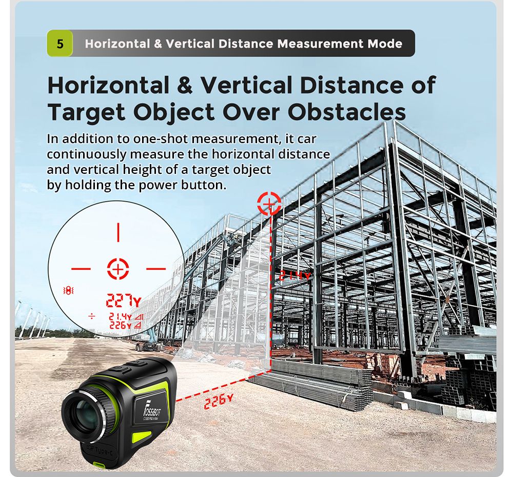 FOSSiBOT C1000 Pro Golf Rangefinder, Green & Red OLED Display, 0.06s Measure Speed, 1000m Measurement Range, IP54 Waterproof