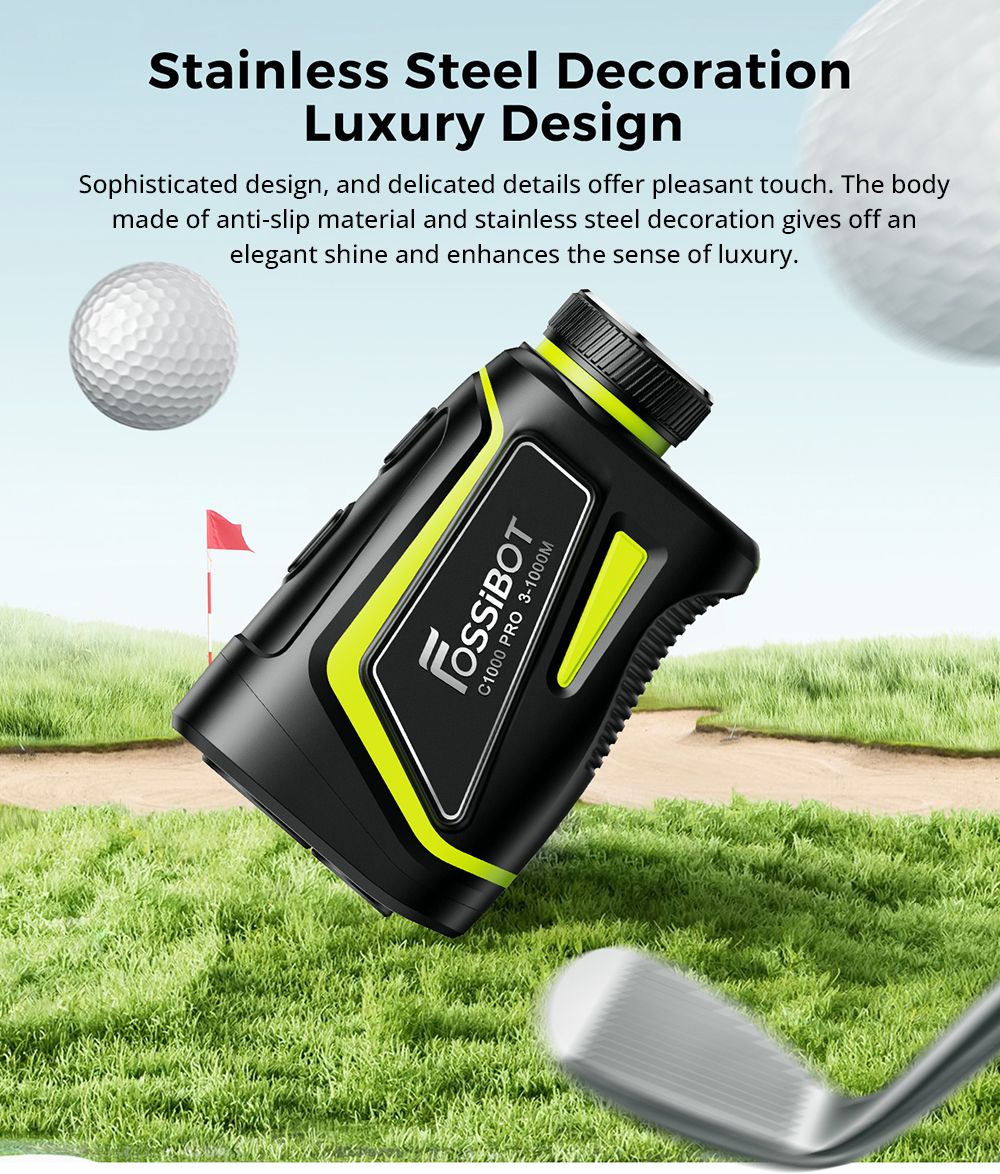 FOSSiBOT C1000 Pro Golf Rangefinder, Green & Red OLED Display, 0.06s Measure Speed, 1000m Measurement Range, IP54 Waterproof