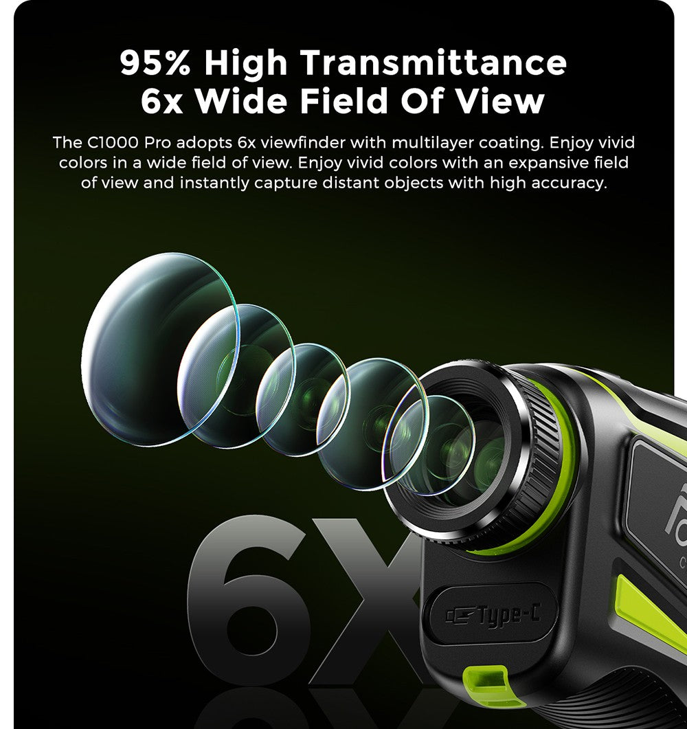 FOSSiBOT C1000 Pro Golf Rangefinder, Green & Red OLED Display, 0.06s Measure Speed, 1000m Measurement Range, IP54 Waterproof