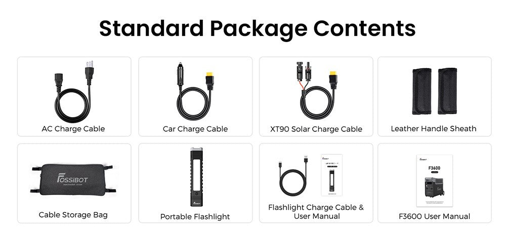 FOSSiBOT F3600 Portable Power Station, 3840Wh LiFePO4 Solar Generator, 3300W AC Output, 2000W Max Solar Charge, Fully Recharge in 1.8 Hours, 15 Output Ports, LCD Screen, Removable Flashlight Torch, 3W LED Light, with Rolling Wheels