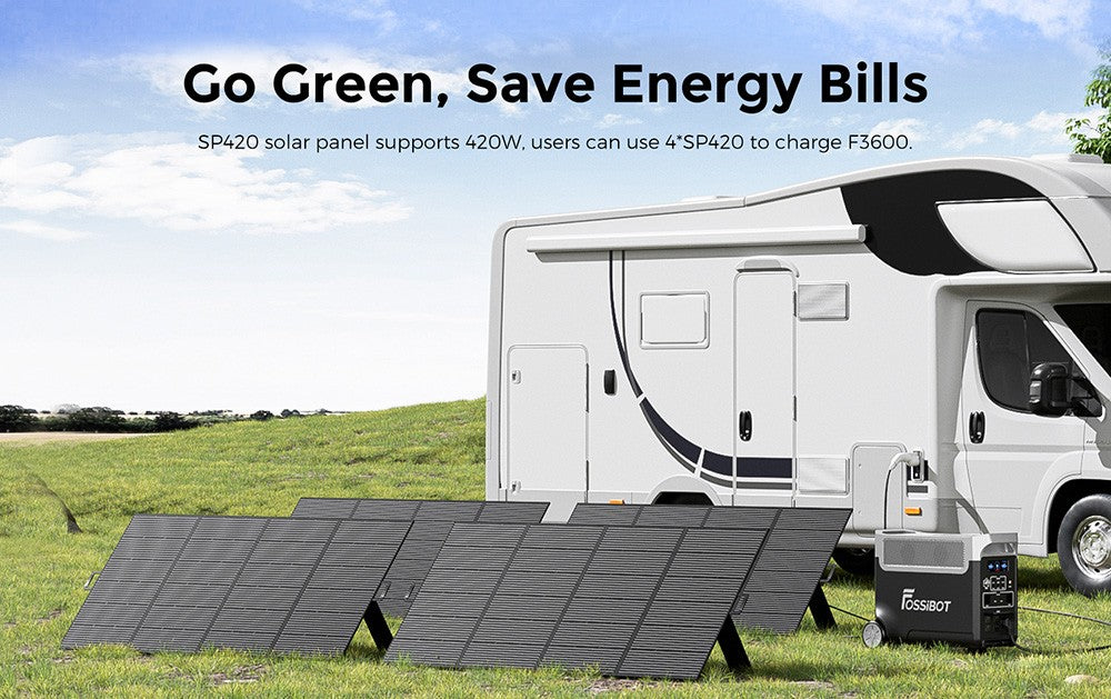 FOSSiBOT F3600 Portable Power Station, 3840Wh LiFePO4 Solar Generator, 3300W AC Output, 2000W Max Solar Charge, Fully Recharge in 1.8 Hours, 15 Output Ports, LCD Screen, Removable Flashlight Torch, 3W LED Light, with Rolling Wheels