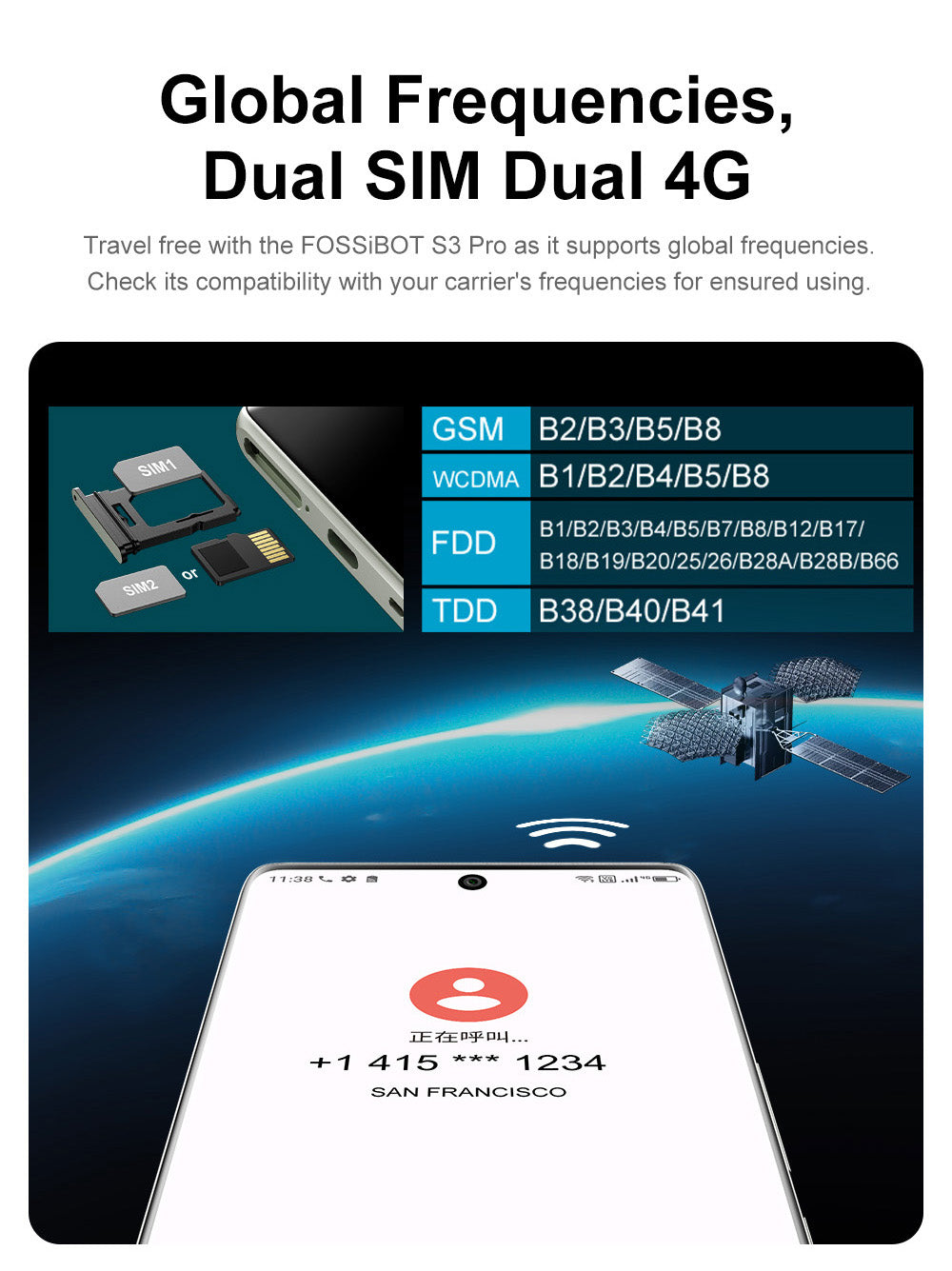 Teléfono inteligente FOSSiBOT S3 Pro 4G, 6.67