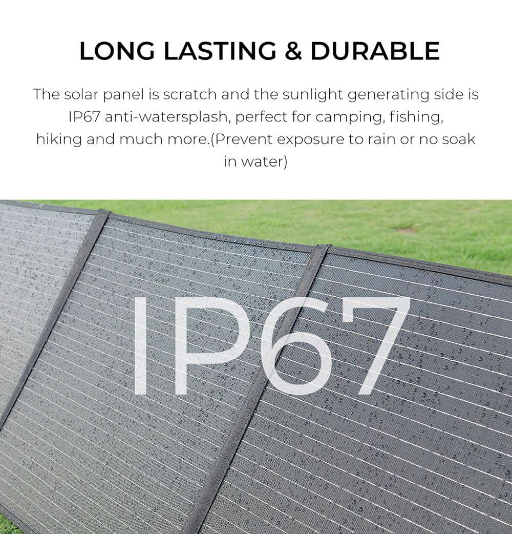 FOSSiBOT SP200 200W Foldable Solar Panel, 23.4% High Cell Efficiency, ETFE Coating, Adjustable Kickstands for Home, RV, Camping, Blackout - Green