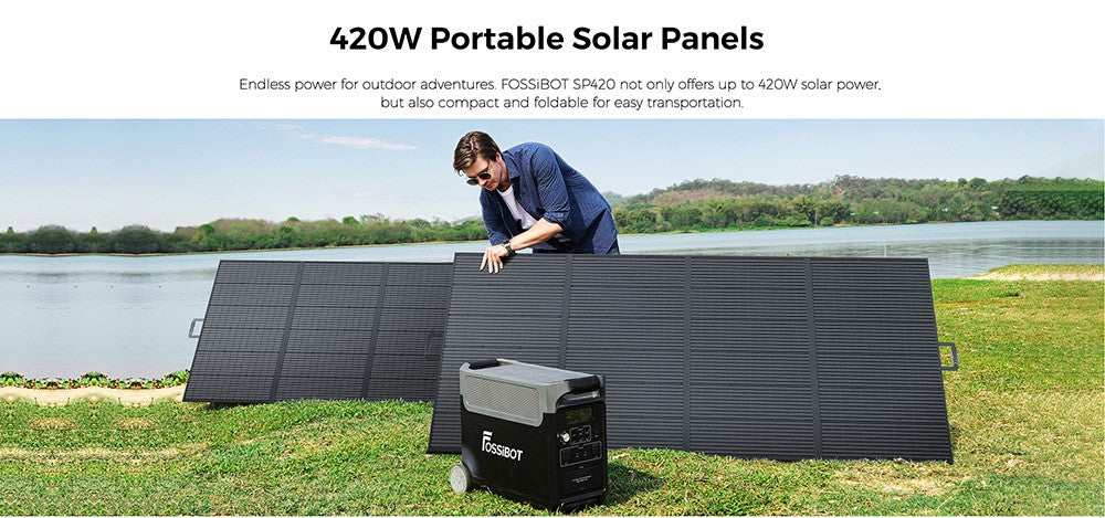 FOSSiBOT SP420 420W Portable Fordable Solar Panel, 23.4% Conversion Efficiency, IP67 Waterproof