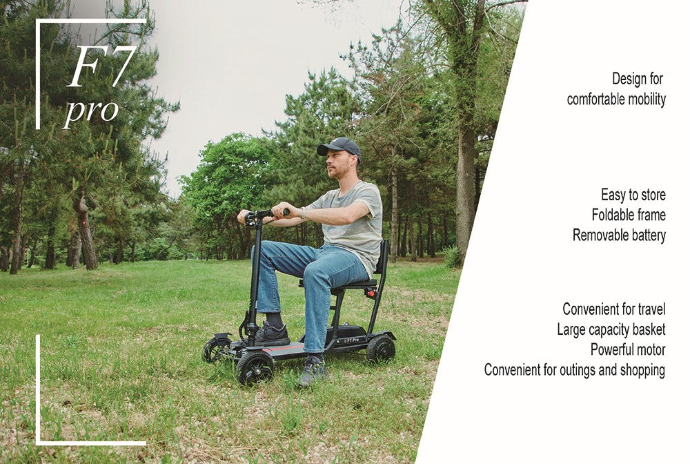 Freejoyer F7 Pro Vierrad-Elektroroller mit Sitz, 300-W-Motor, 36-V-13-Ah-Akku, 15 km/h Höchstgeschwindigkeit, 35 km maximale Reichweite – Schwarz